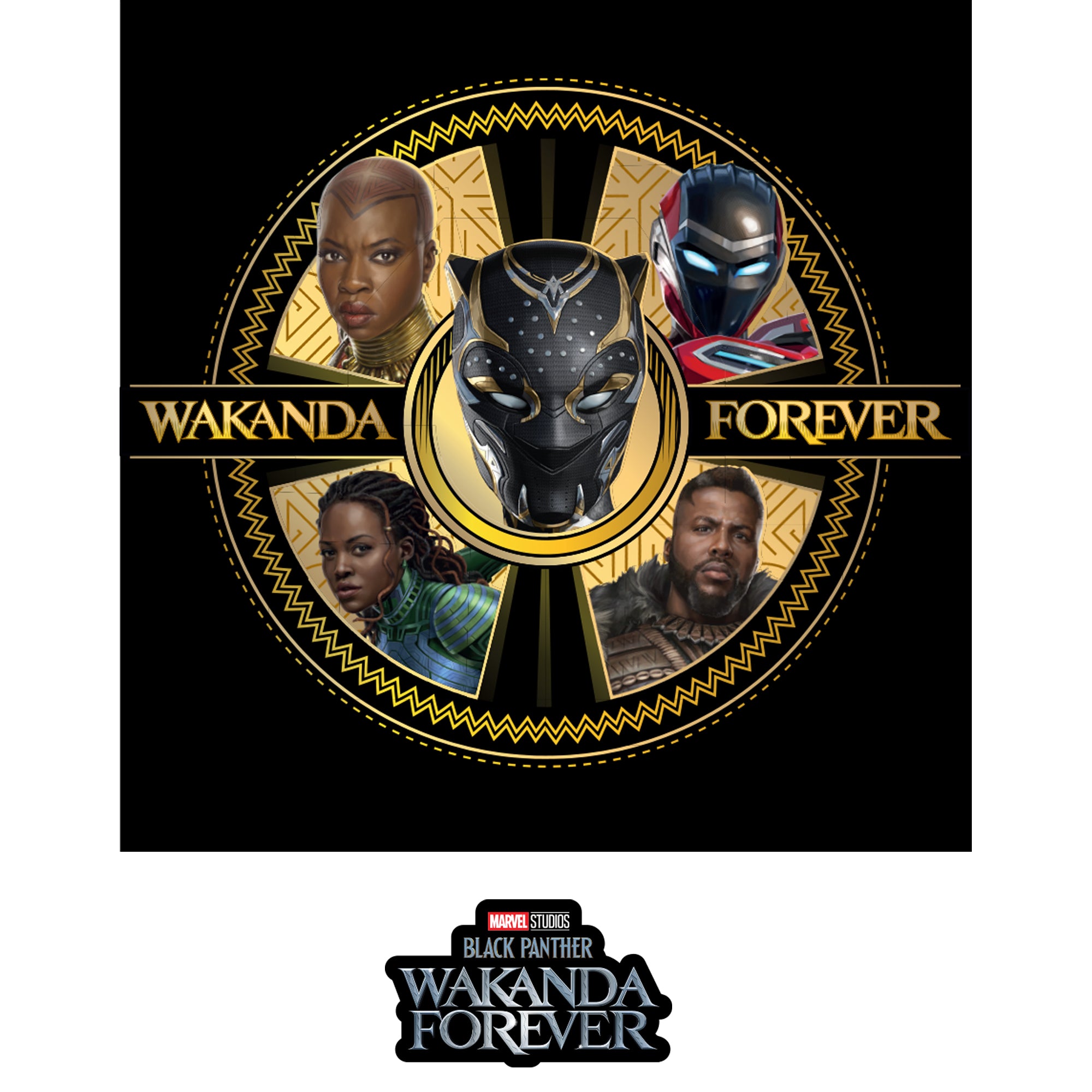 Wakanda Forever Emblem - Marvel Official Black T-shirt