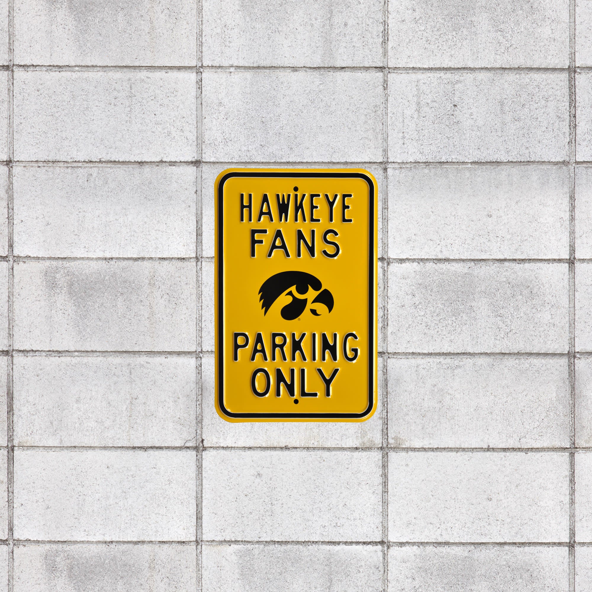 Iowa Hawkeyes: Hawkeye Fans Parking - Officially Licensed Metal Street Sign 18.0"W x 12.0"H by Fathead | 100% Steel