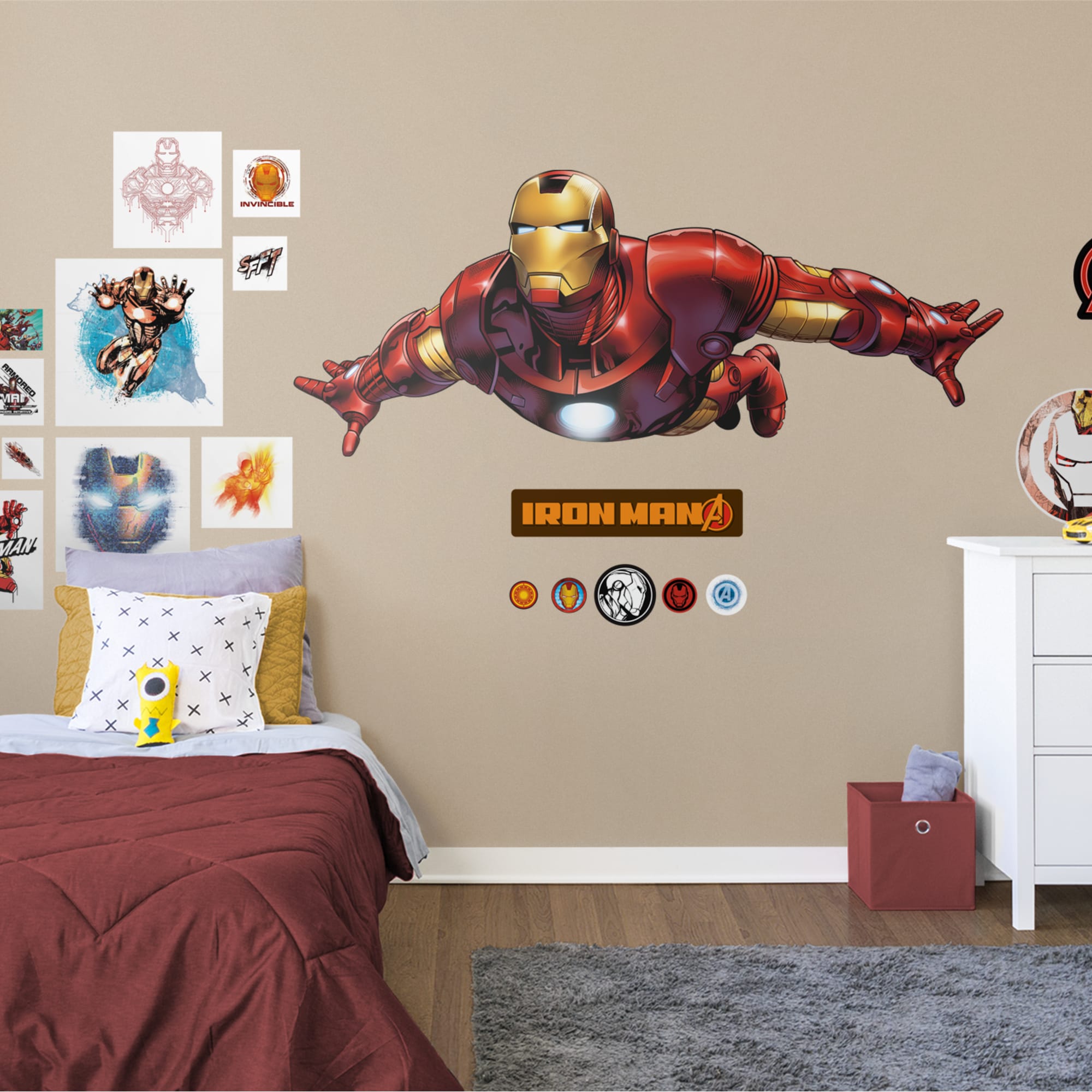 Iron Man: Flying - Officially Licensed Removable Wall Decal Life-Size Character + 17 Decals (78"W x 32"H) by Fathead | Vinyl