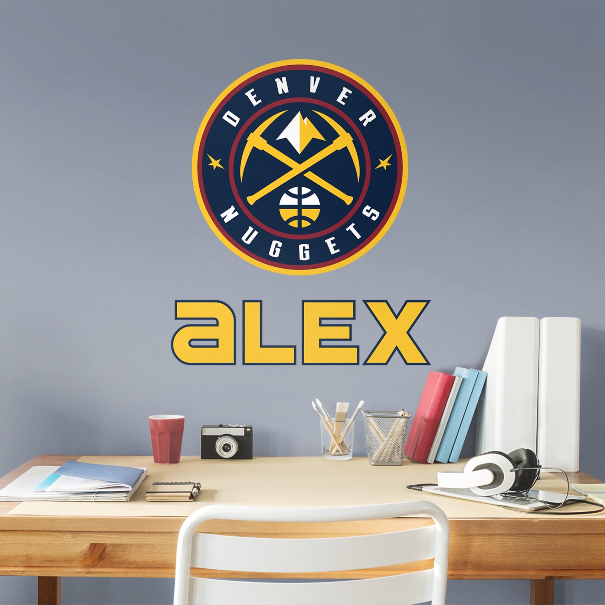 Denver Nuggets: Stacked Personalized Name - Officially Licensed NBA Transfer Decal in Yellow by Fathead | Vinyl