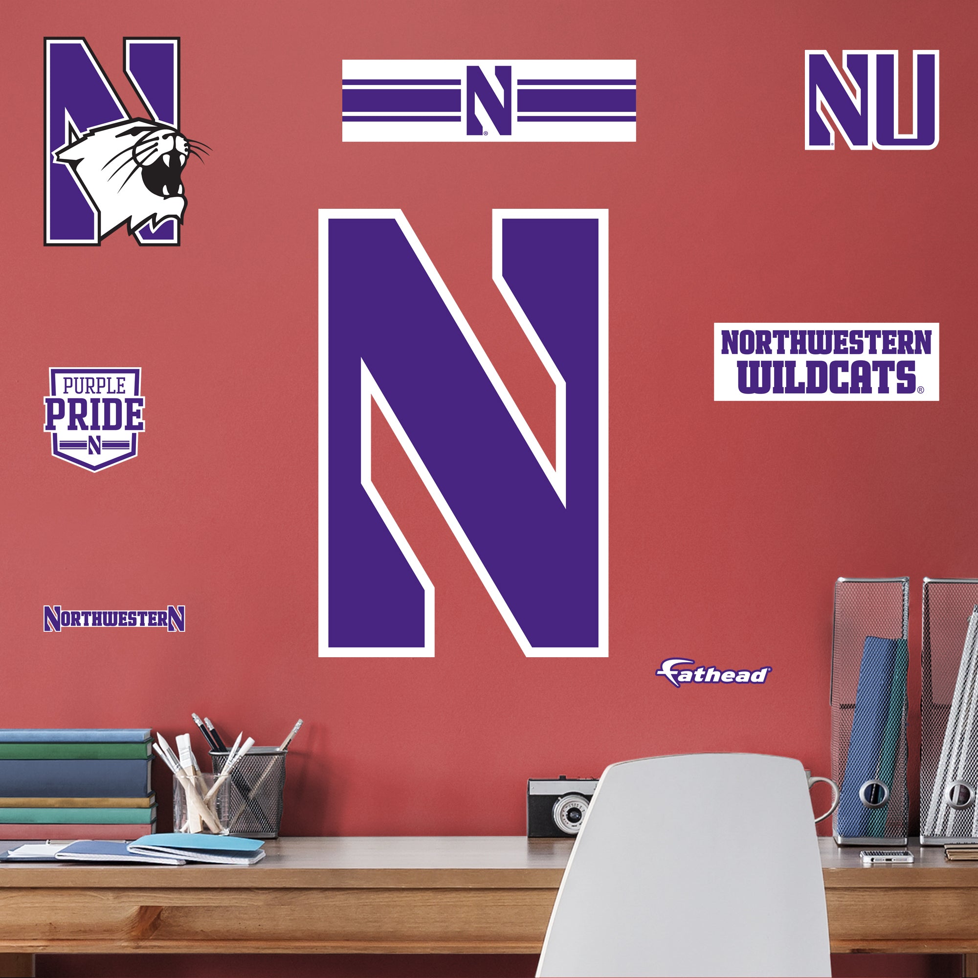 Northwestern Wildcats Logo - Officially Licensed Removable Wall Decal Giant Decal (25"W x 38.5"H) by Fathead | Vinyl