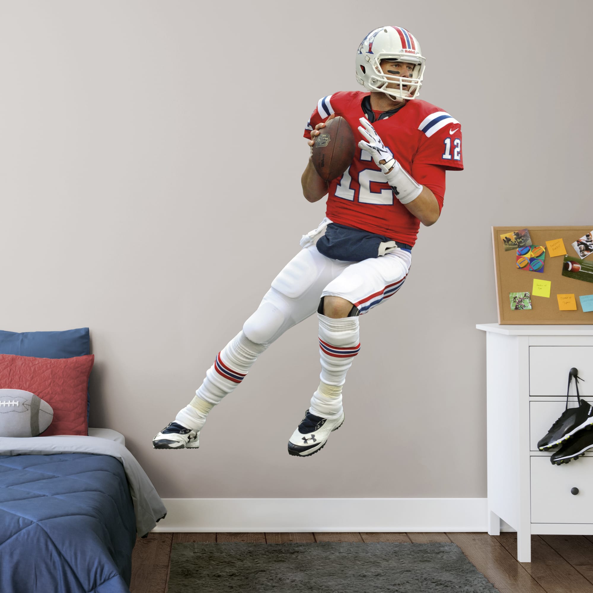 Tom Brady for New England Patriots: Throwback - Officially Licensed NFL Removable Wall Decal 55.0"W x 76.0"H by Fathead | Vinyl
