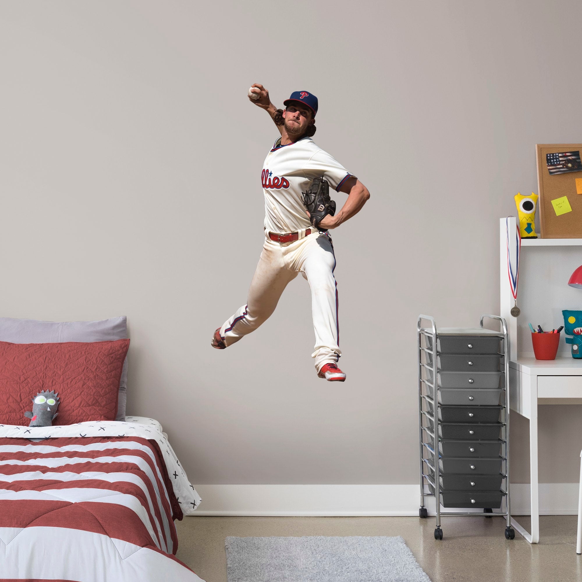 Aaron Nola for Philadelphia Phillies - Officially Licensed MLB Removable Wall Decal Giant Athlete + 2 Decals (27"W x 51"H) by Fa