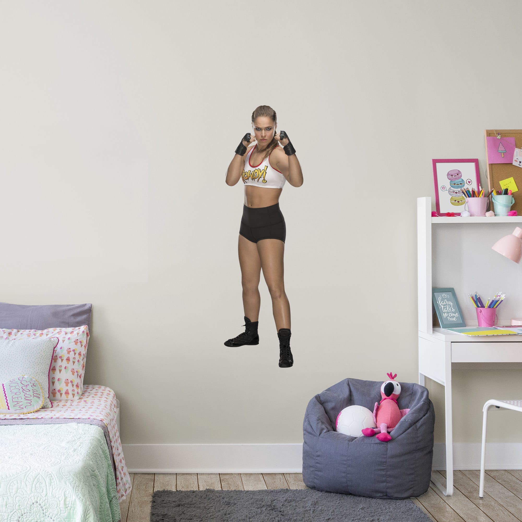 Ronda Rousey for WWE, Women in Sports - Officially Licensed Removable Wall Decal Giant Superstar + 2 Decals (16"W x 51"H) by Fat