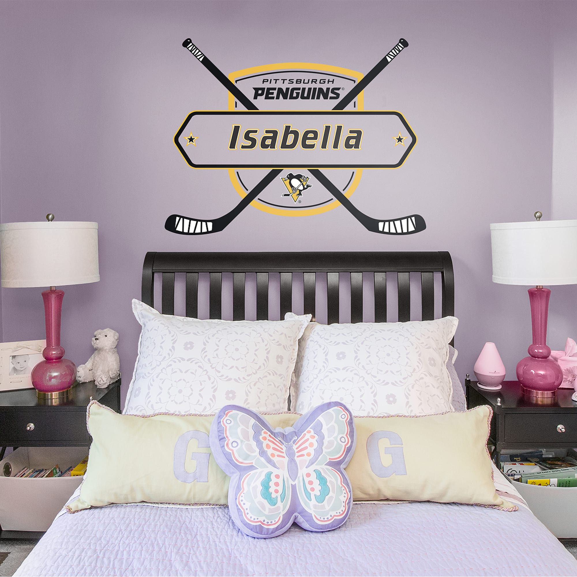 Pittsburgh Penguins: Personalized Name - Officially Licensed NHL Transfer Decal 52.0"W x 39.5"H by Fathead | Vinyl