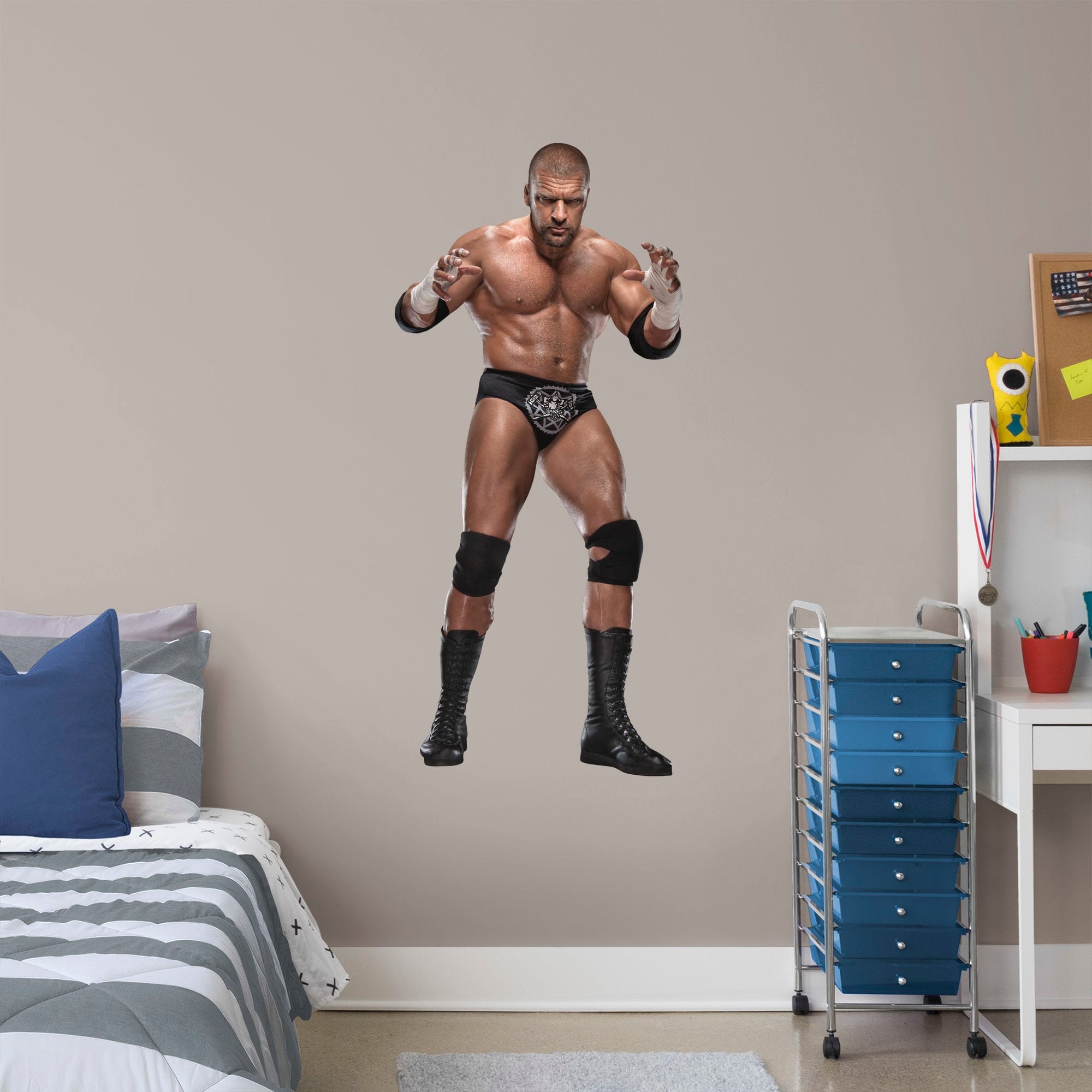 Triple H for WWE - Officially Licensed Removable Wall Decal Giant Superstar + 2 Decals (23"W x 51"H) by Fathead | Vinyl