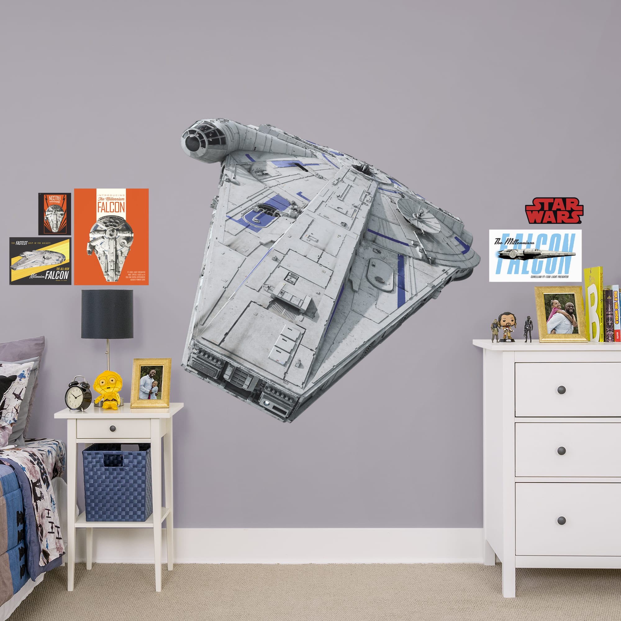 Millennium Falcon - Solo: A Star Wars Story - Officially Licensed Removable Wall Decal Huge Ship + 5 Decals (52"W x 52"H) by Fat