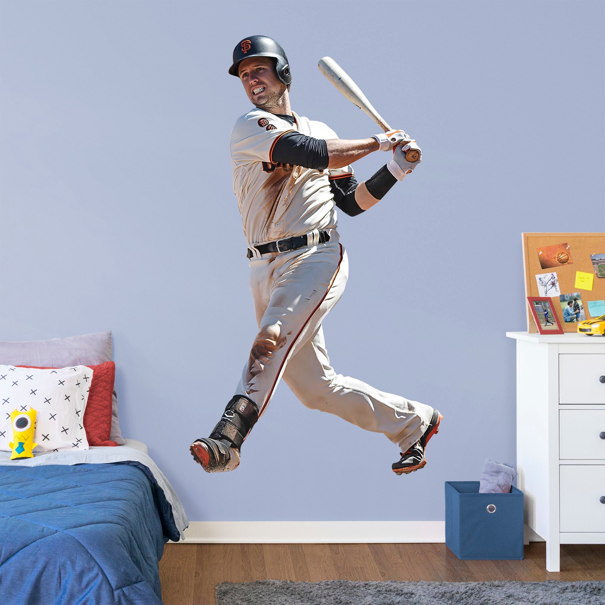 Buster Posey for San Francisco Giants - Officially Licensed MLB Removable Wall Decal Life-Size Athlete + 2 Decals (49"W x 77"H)