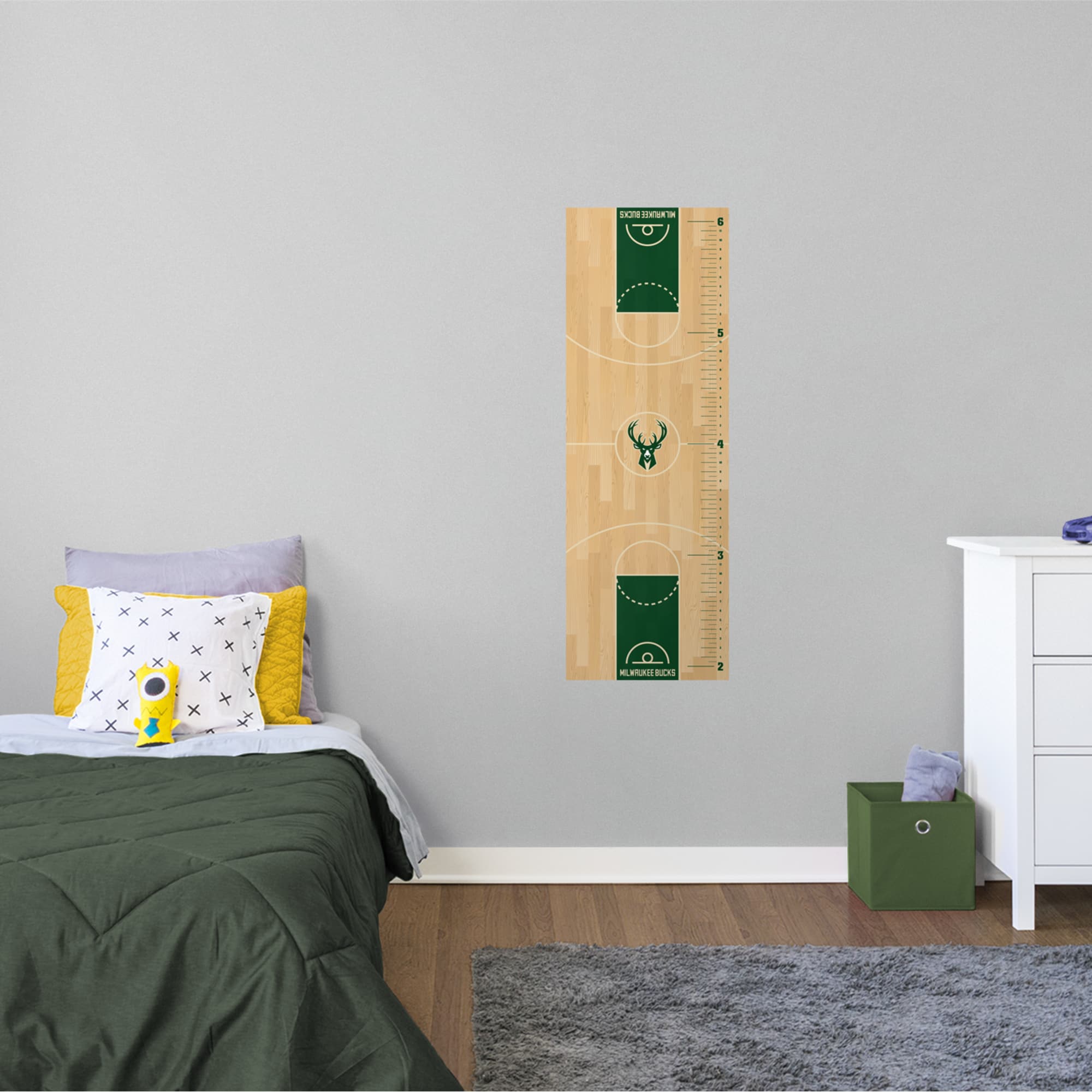 Milwaukee Bucks: Growth Chart - Officially Licensed NBA Removable Wall Decal 17.5"W x 51.0"H by Fathead | Vinyl