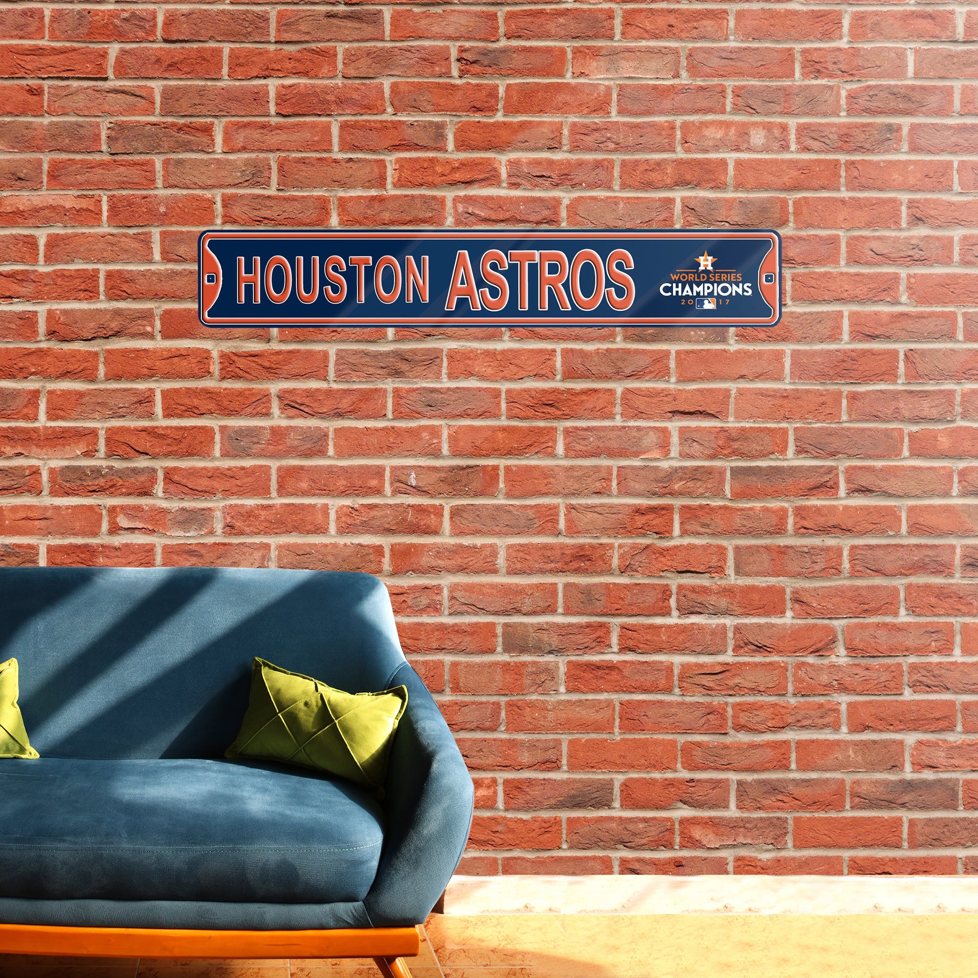 Houston Astros Steel Street Sign with Logo-WS 2017 Champions 36" W x 6" H by Fathead