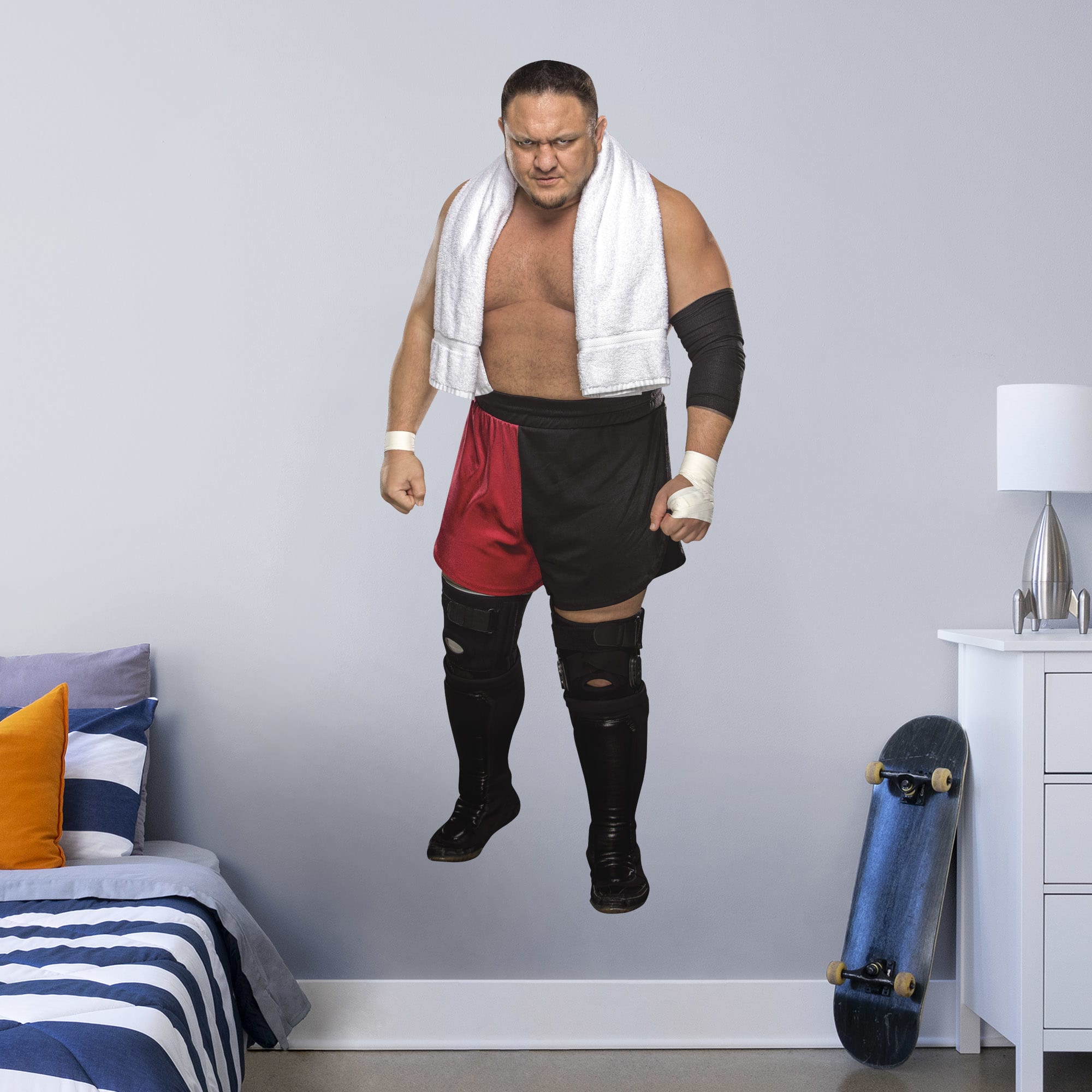 Samoa Joe for WWE - Officially Licensed Removable Wall Decal Life-Size Superstar + 2 Decals (33"W x 77"H) by Fathead | Vinyl