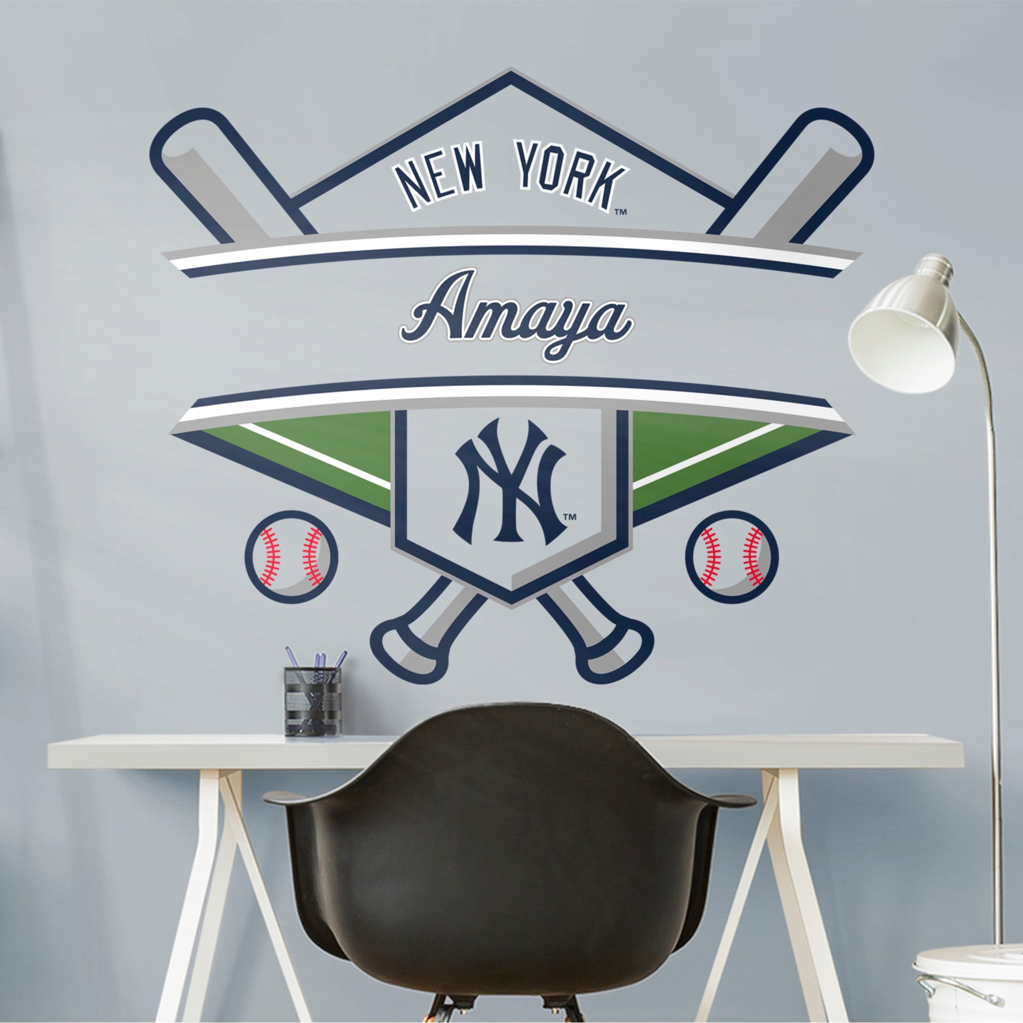 New York Yankees: Personalized Name - Officially Licensed MLB Transfer Decal 45.0"W x 39.0"H by Fathead | Vinyl