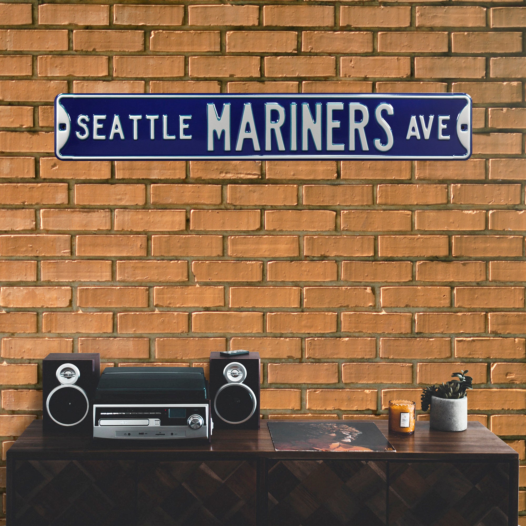 Seattle Mariners Steel Street Sign-SEATTLE MARINERS AVE 36" W x 6" H by Fathead