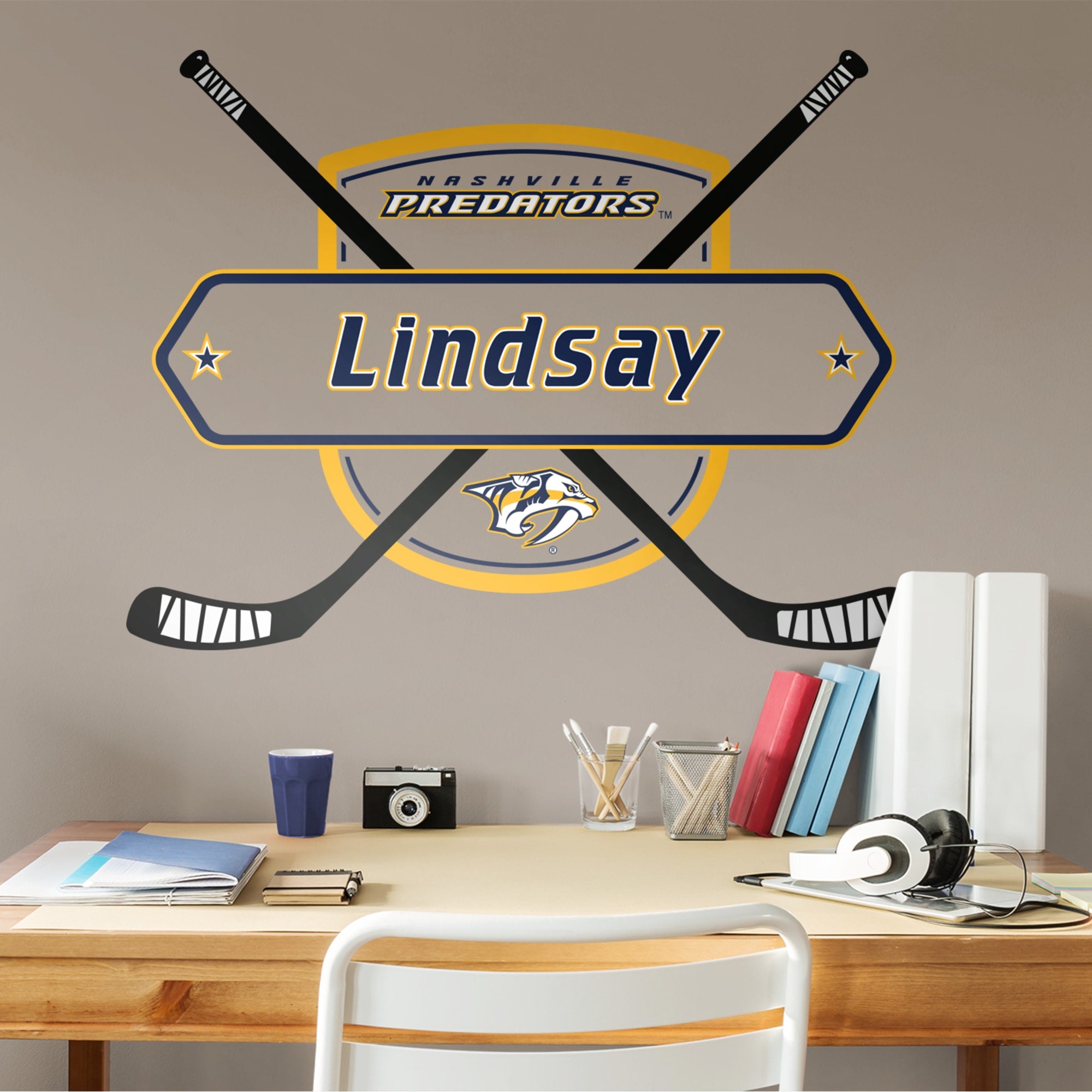 Nashville Predators: Personalized Name - Officially Licensed NHL Transfer Decal 51.0"W x 38.0"H by Fathead | Vinyl