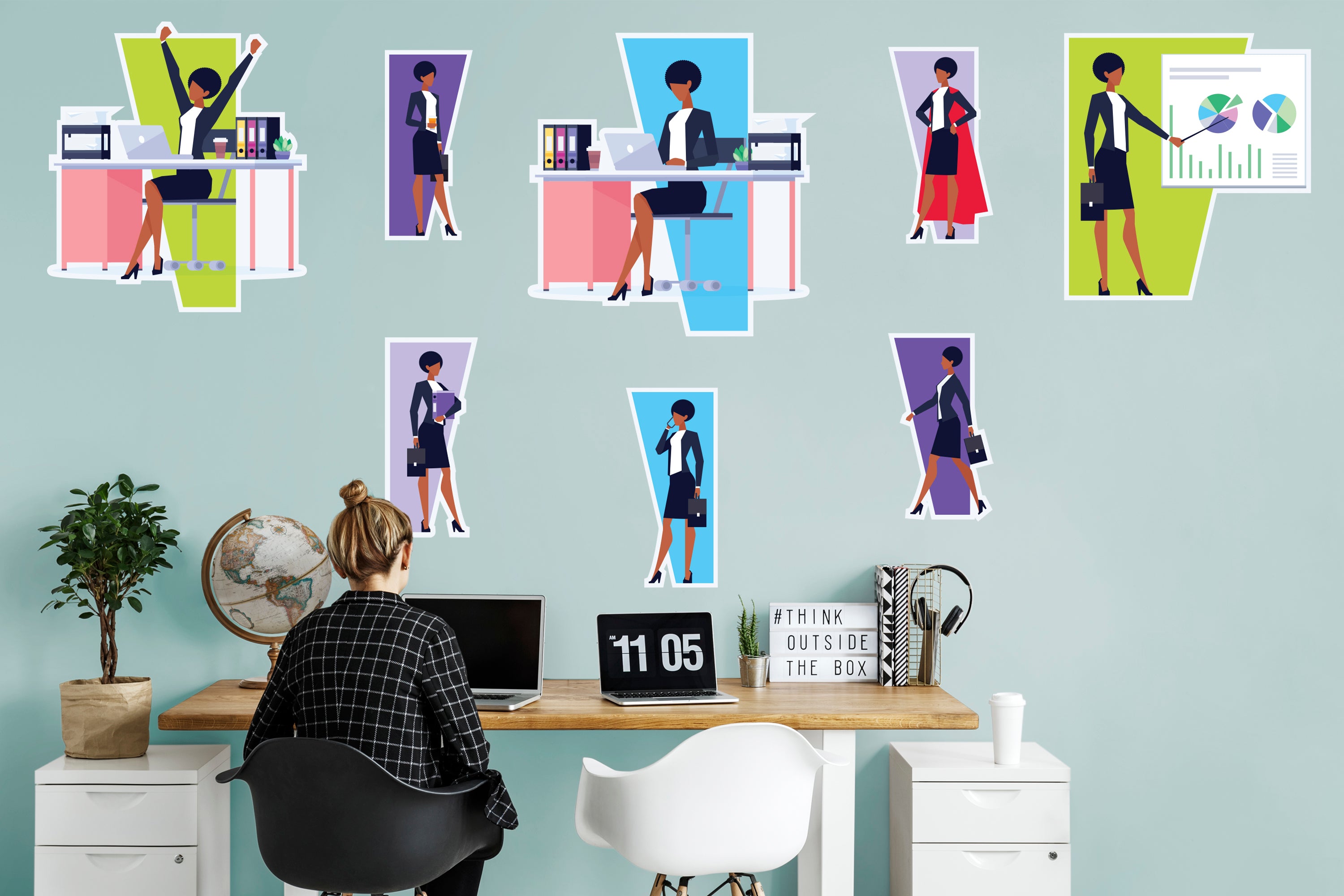 Women in Business Woman Poses TWO Collection - Removable Wall Decal Collection (26"W x 28"H) by Fathead | Vinyl