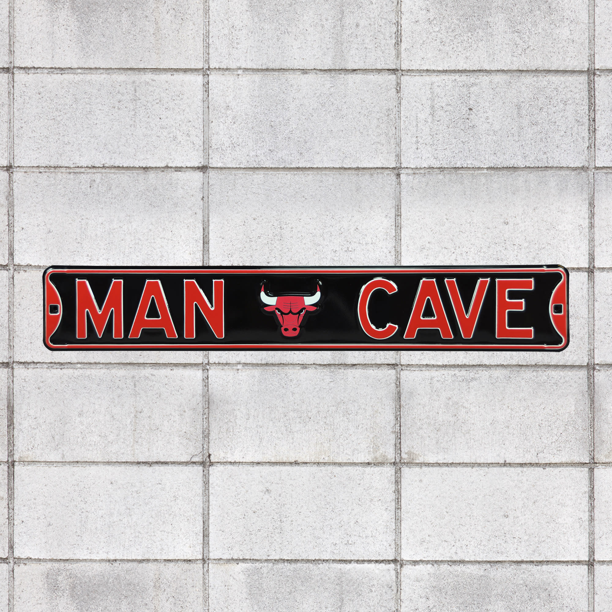 Chicago Bulls: Man Cave - Officially Licensed NBA Metal Street Sign 36.0"W x 6.0"H by Fathead | 100% Steel