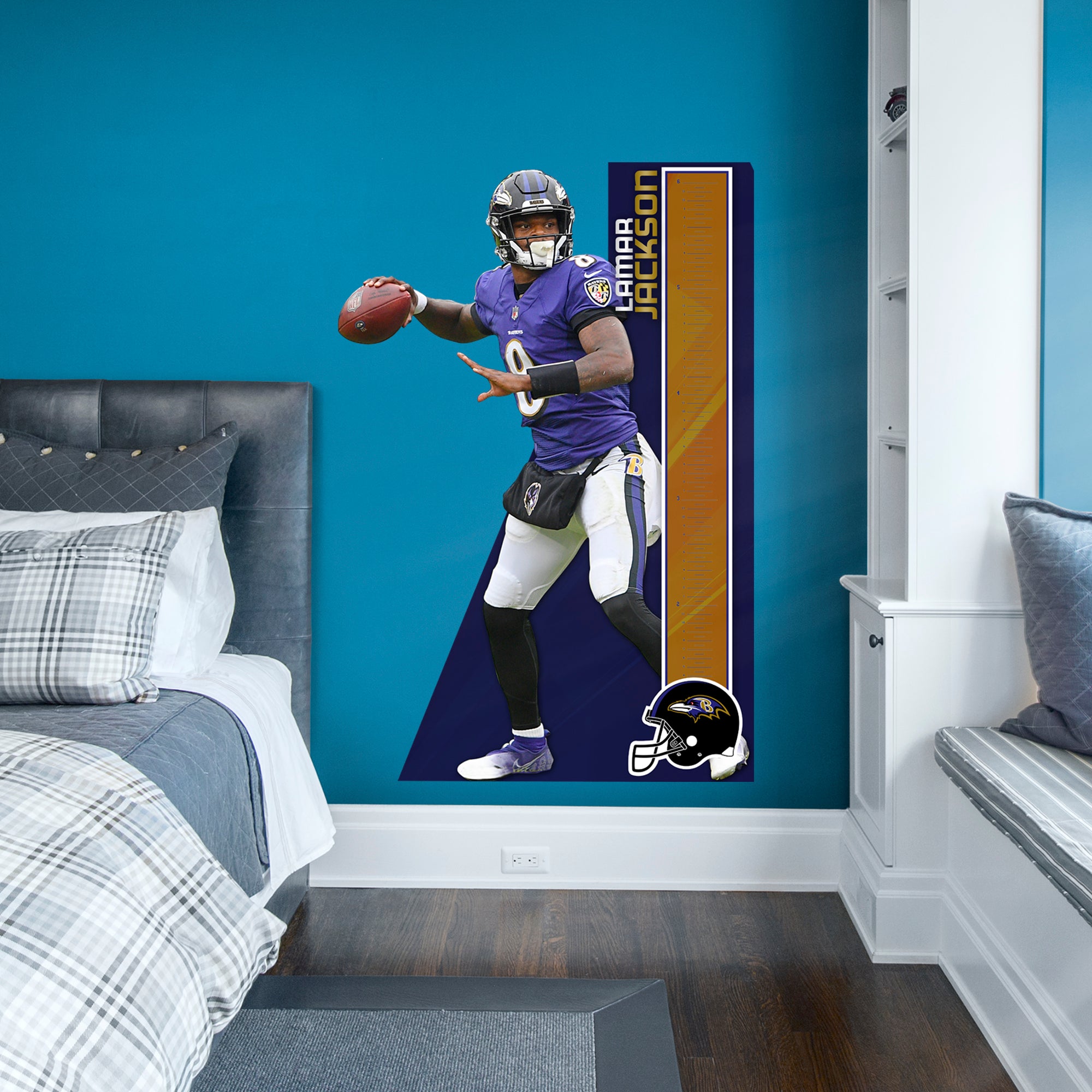 Lamar Jackson 2020 Growth Chart - Officially Licensed NFL Removable Wall Decal by Fathead | Vinyl