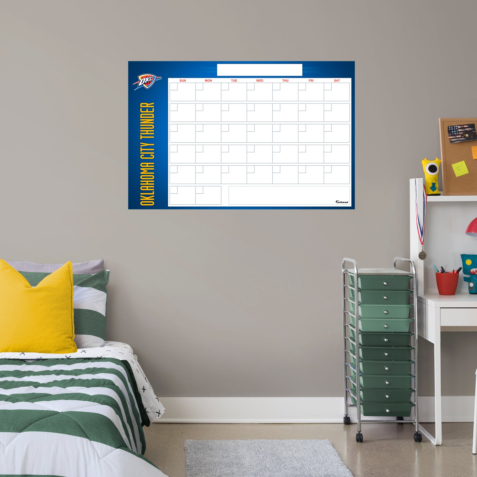 Oklahoma City Thunder Dry Erase Calendar - Officially Licensed NBA Removable Wall Decal Giant Decal (34"W x 52"H) by Fathead | V