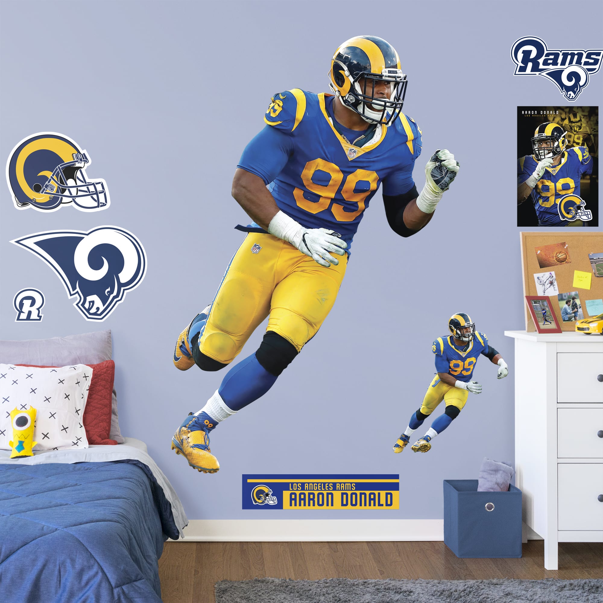 Aaron Donald for Los Angeles Rams: Throwback Jersey - Officially Licensed NFL Removable Wall Decal Life-Size Athlete + 8 Decals