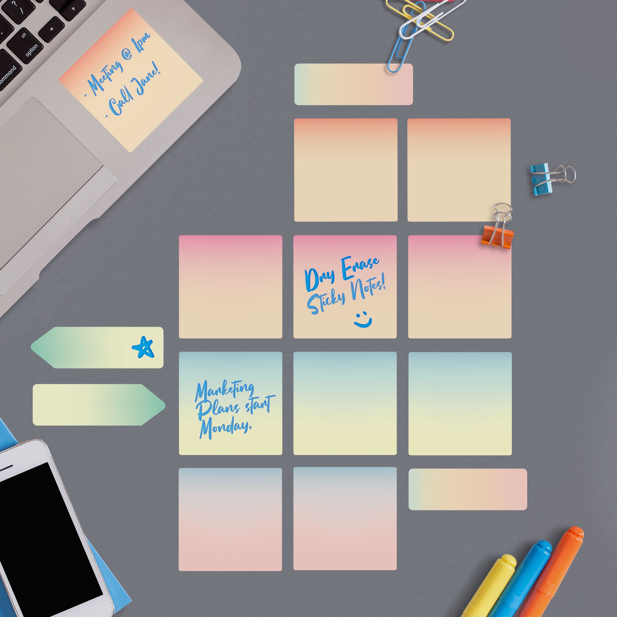 Sticky Notes: Watercolor - Removable Dry Erase Vinyl Decal 3.0"W x 3.0"H by Fathead