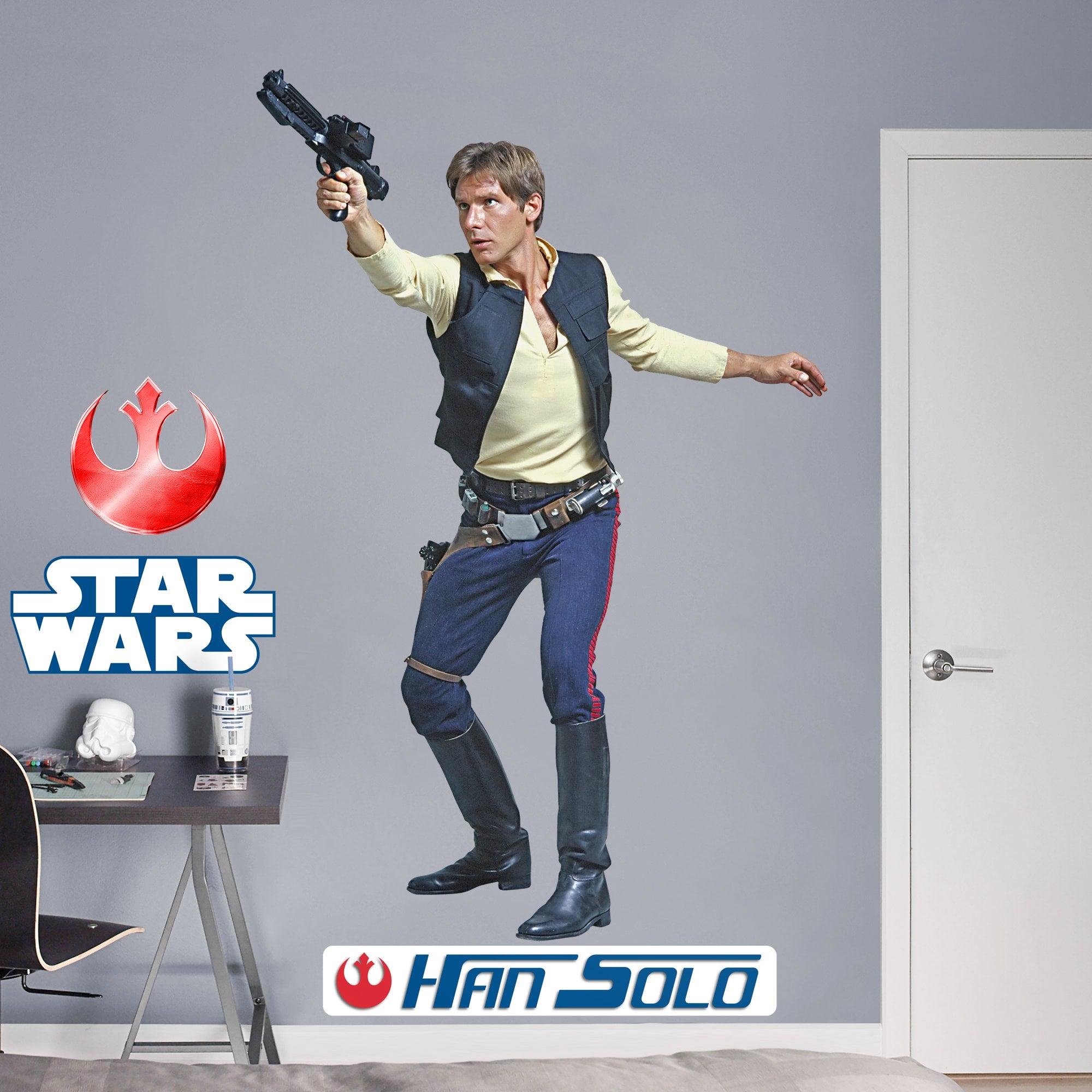 Han Solo - Officially Licensed Removable Wall Decal Life-Size Character + 3 Decals (48"W x 77"H) by Fathead | Vinyl