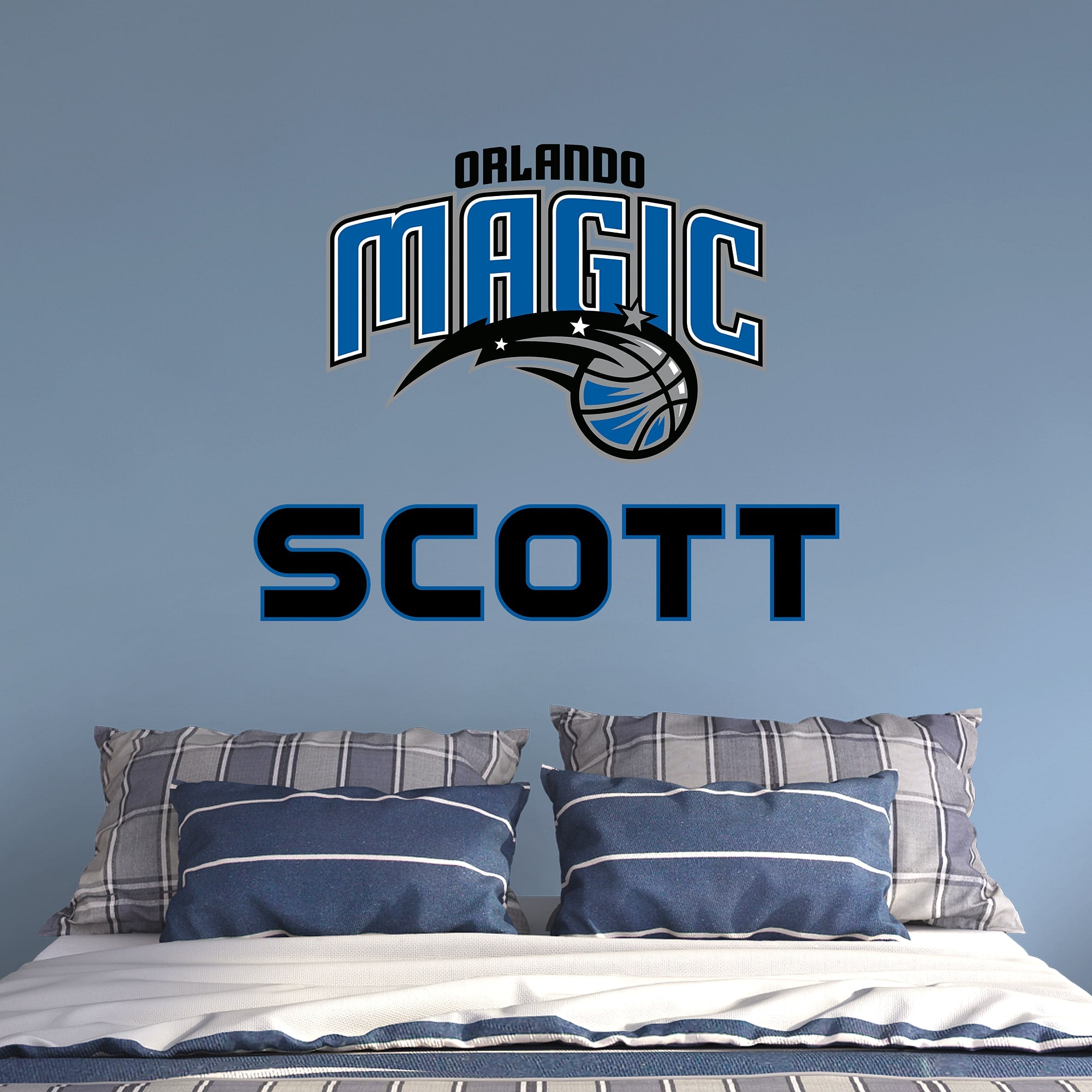 Orlando Magic: Stacked Personalized Name - Officially Licensed NBA Transfer Decal in Black (52"W x 39.5"H) by Fathead | Vinyl