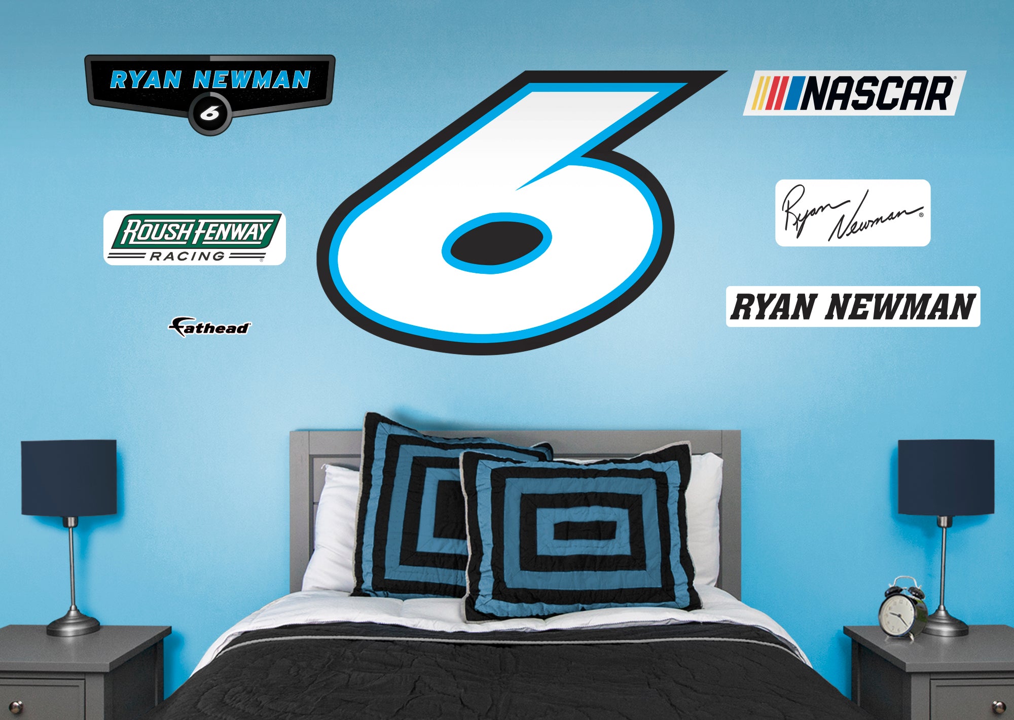 Ryan Newman 2021 #6 Logo - Officially Licensed NASCAR Removable Wall Decal Giant Logo + 5 Decals (51"W x 35"H) by Fathead | Viny