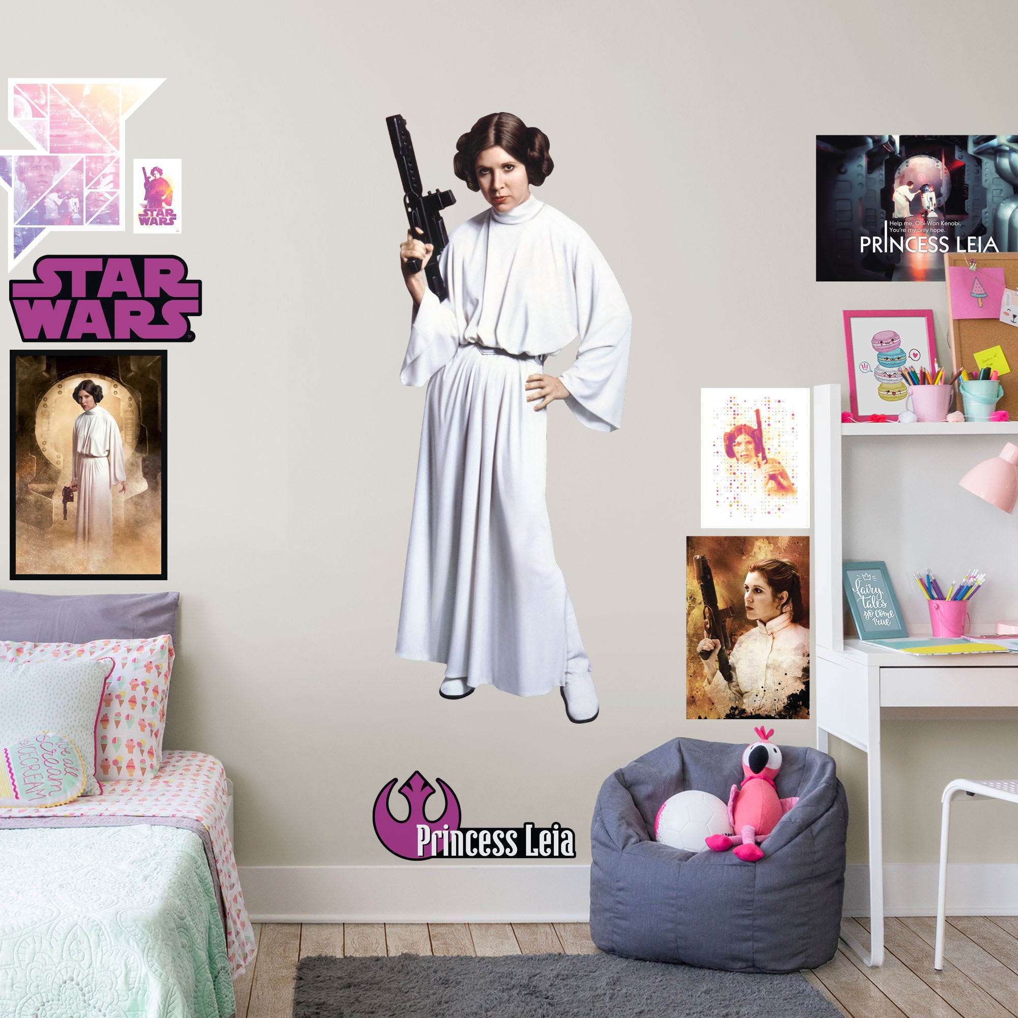 Princess Leia - Officially Licensed Removable Wall Decal Life-Size Character + 8 Decals (27"W x 66"H) by Fathead | Vinyl
