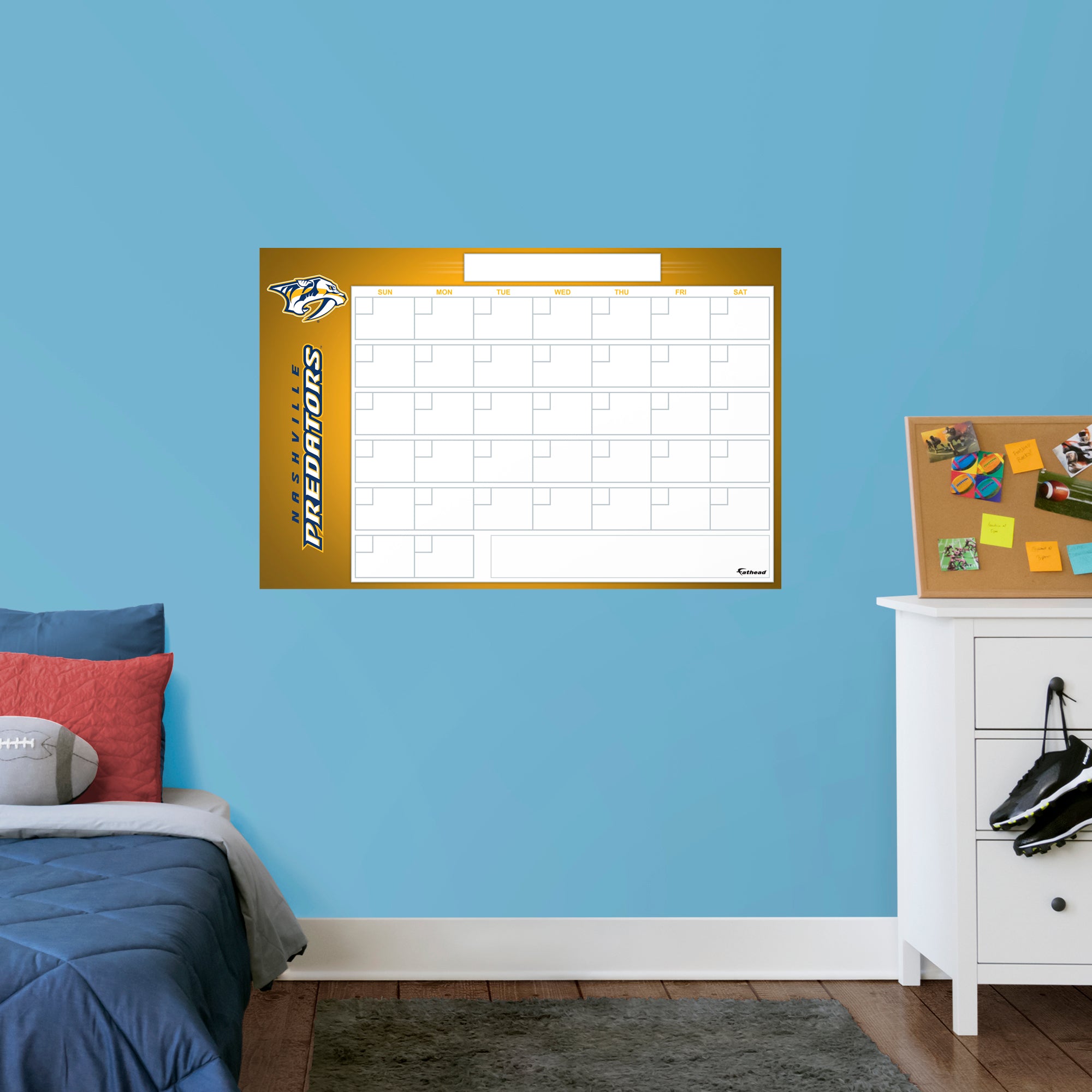 Nashville Predators Dry Erase Calendar - Officially Licensed NHL Removable Wall Decal Giant Decal (57"W x 34"H) by Fathead | Vin