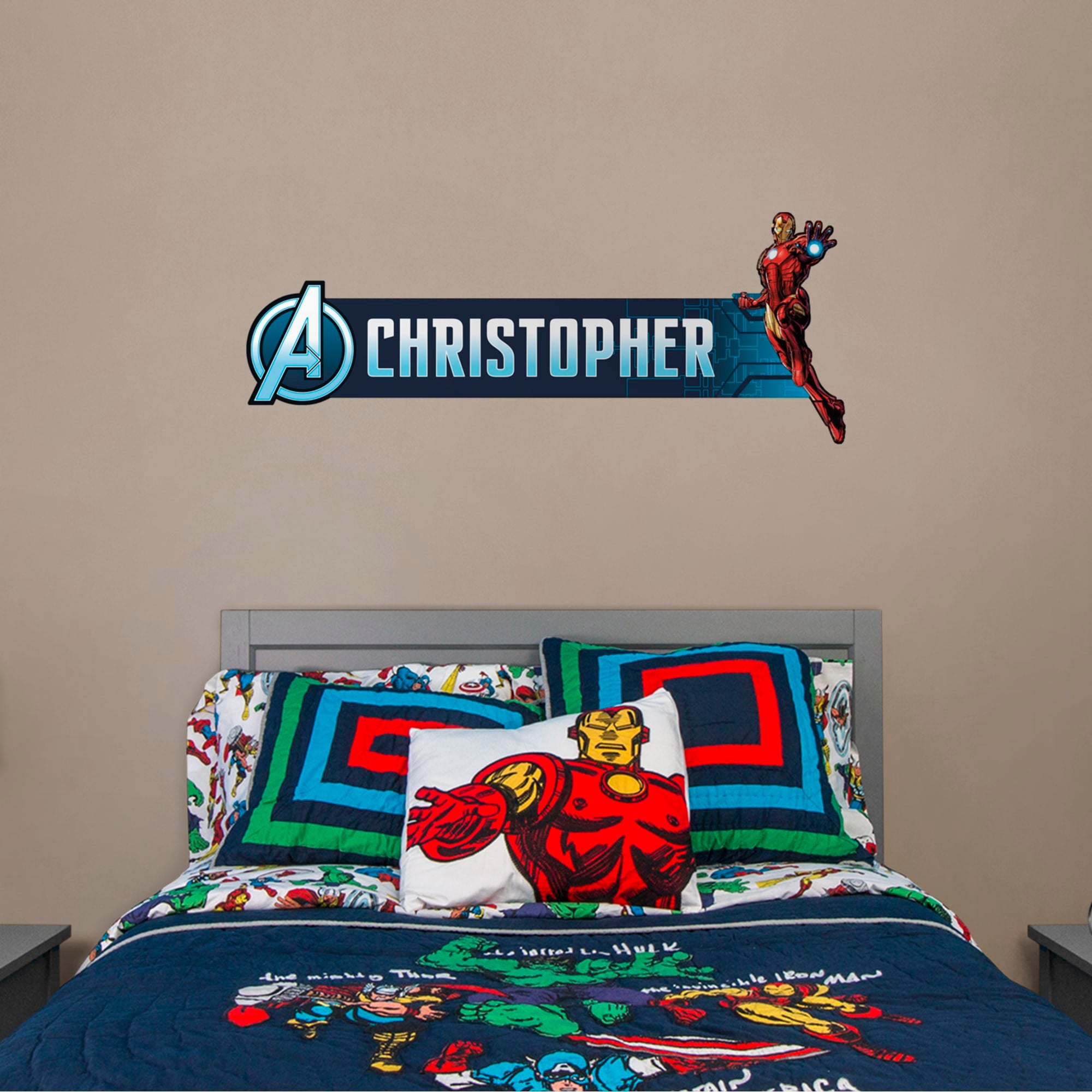 Iron Man: Personalized Name - Officially Licensed Removable Wall Decal 52.0"W x 39.5"H by Fathead | Vinyl