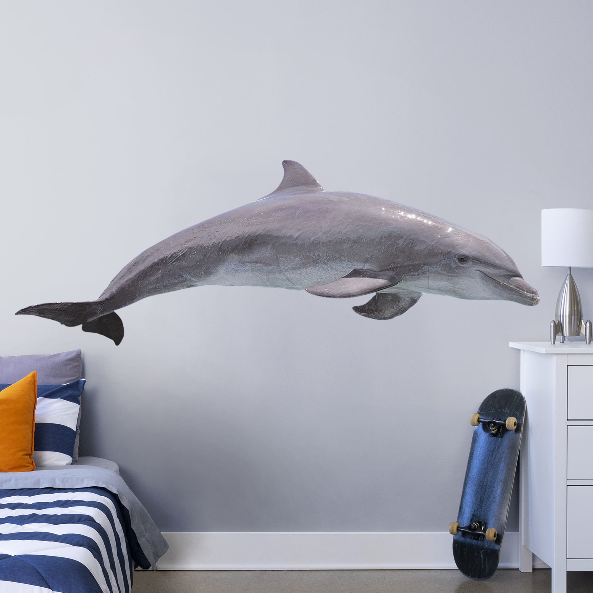Bottle Nose Dolphin - Removable Vinyl Decal Huge Animal + 2 Decals (89"W x 32"H) by Fathead