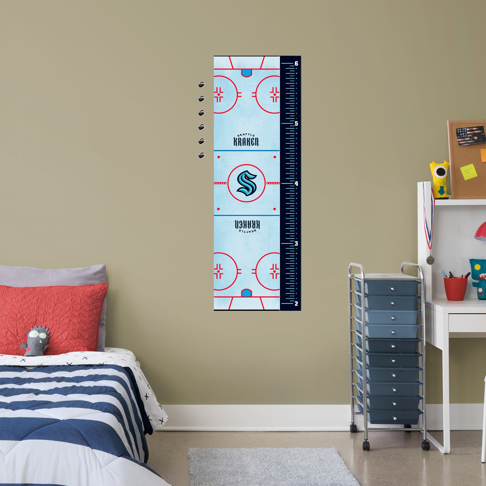 Seattle Kraken: Rink Growth Chart - Officially Licensed NHL Removable Wall Graphic Large by Fathead | Vinyl