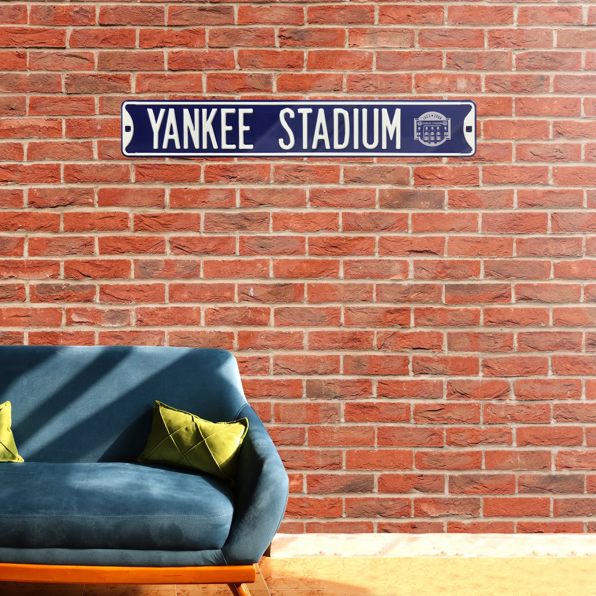 New York Yankees Steel Street Sign with Logo-YANKEE STADIUM w/ 2008 Stadium Logo 36" W x 6" H by Fathead