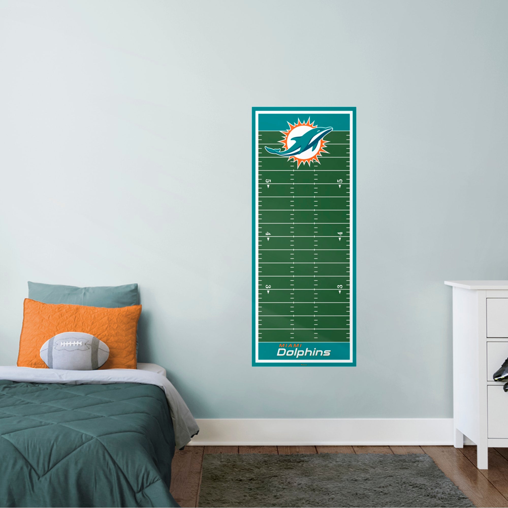 Miami Dolphins: Growth Chart - Officially Licensed NFL Removable Wall Graphic 24.0"W x 59.0"H by Fathead | Vinyl