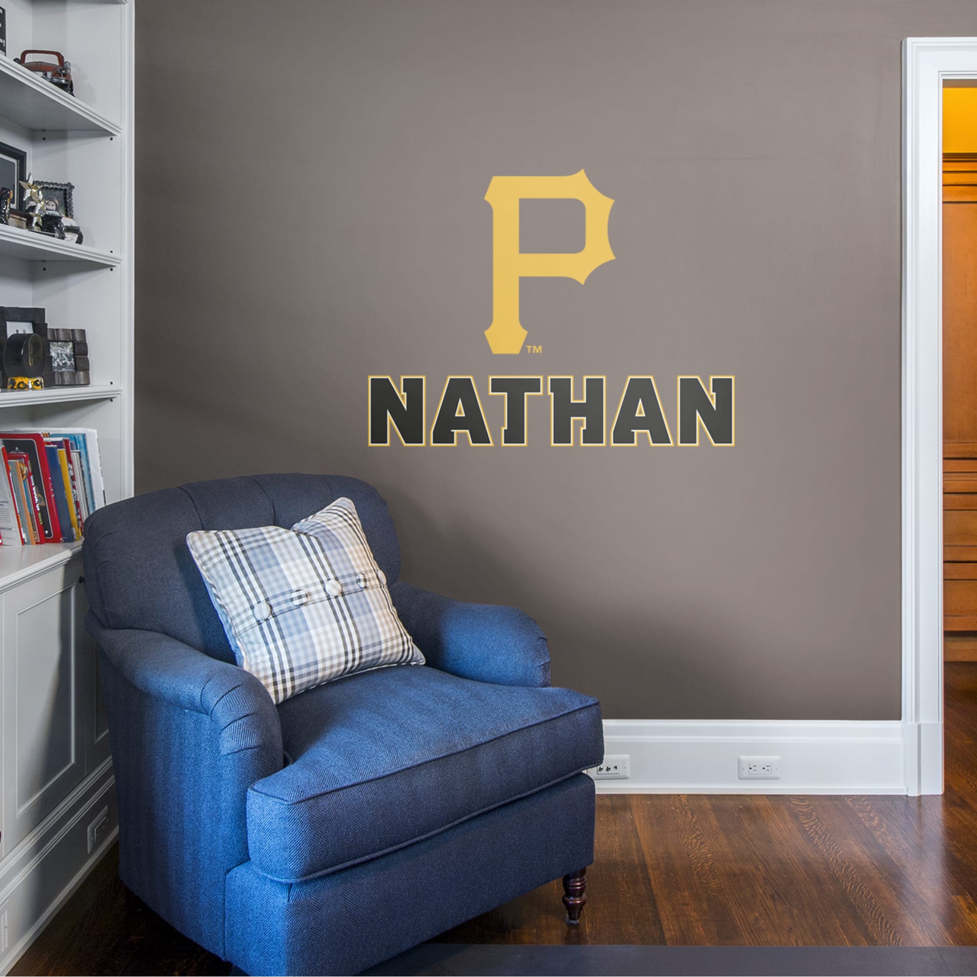 Pittsburgh Pirates: Stacked Personalized Name - Officially Licensed MLB Transfer Decal in Black (52"W x 39.5"H) by Fathead | Vin