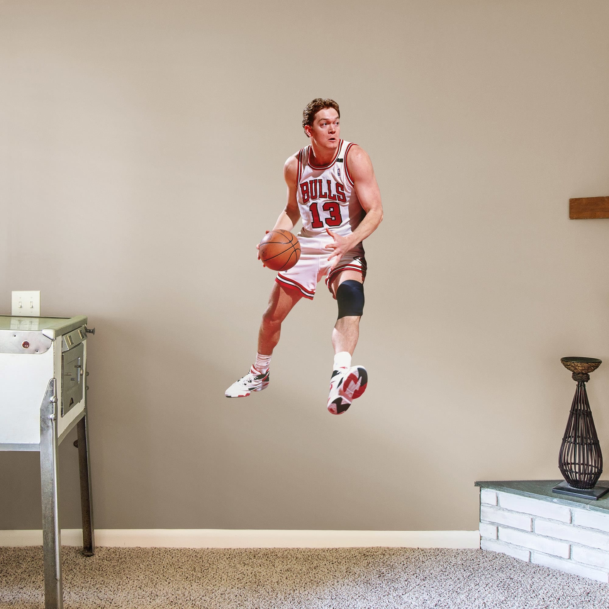 Luc Longley for Chicago Bulls - Officially Licensed NBA Removable Wall Decal Giant Athlete + 2 Decals (25"W x 51"H) by Fathead |