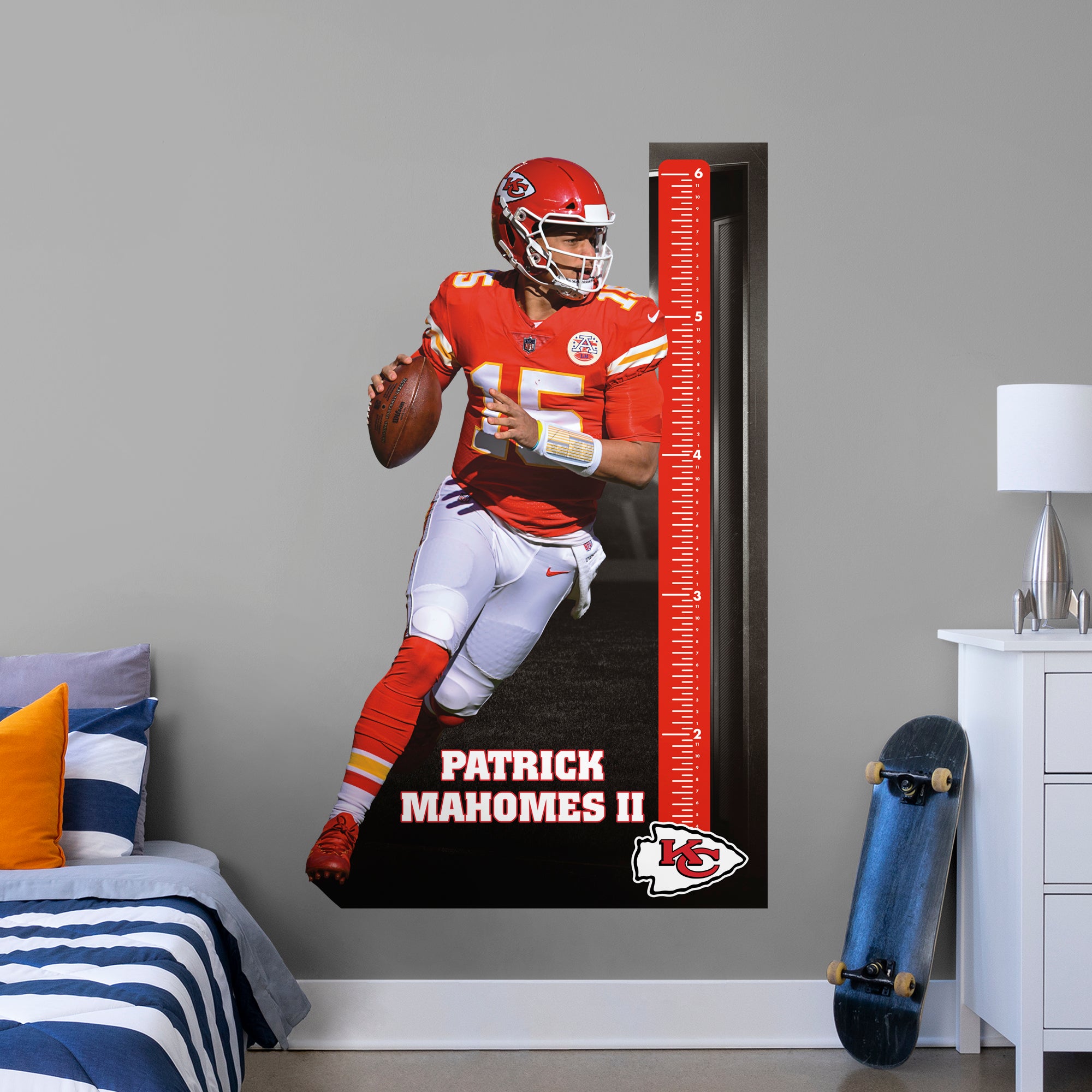 Patrick Mahomes II 2020 Growth Chart - Officially Licensed NFL Removable Wall Decal Growth Chart (40"W x 67"H) by Fathead | Viny
