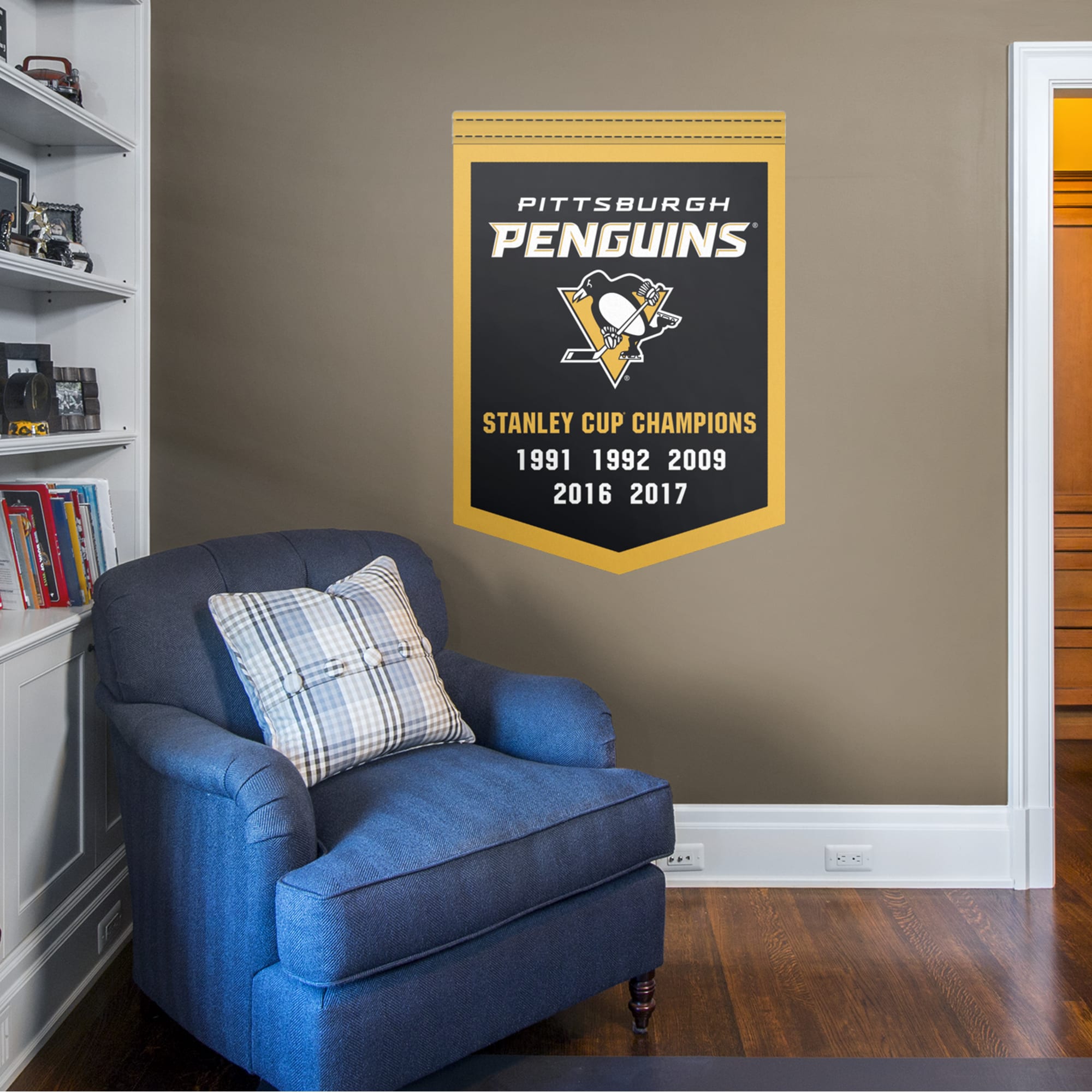 Pittsburgh Penguins: Stanley Cup Championships Banner - Officially Licensed NHL Removable Wall Decal 34.0"W x 48.0"H by Fathead