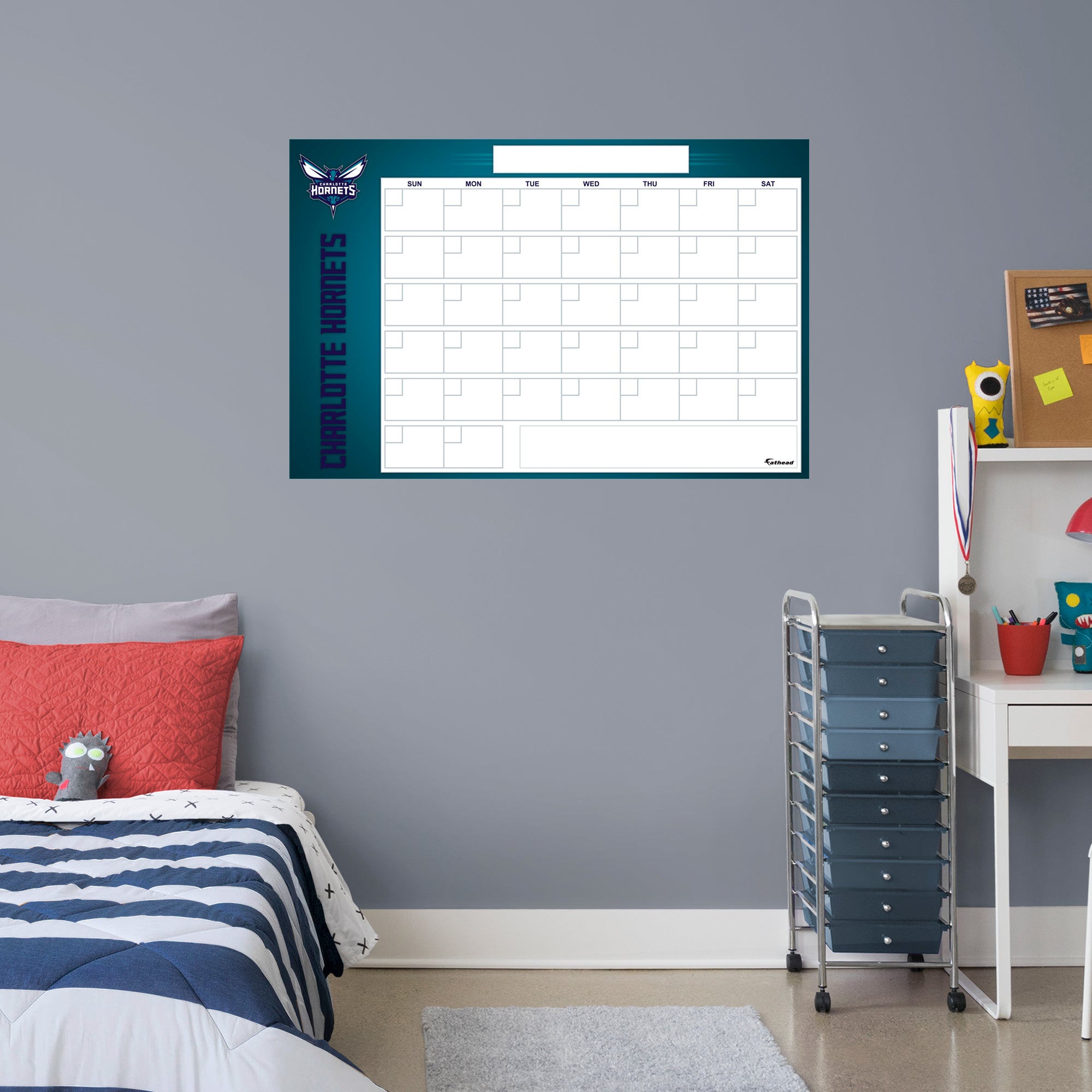 Charlotte Hornets Dry Erase Calendar - Officially Licensed NBA Removable Wall Decal Giant Decal (34"W x 52"H) by Fathead | Vinyl