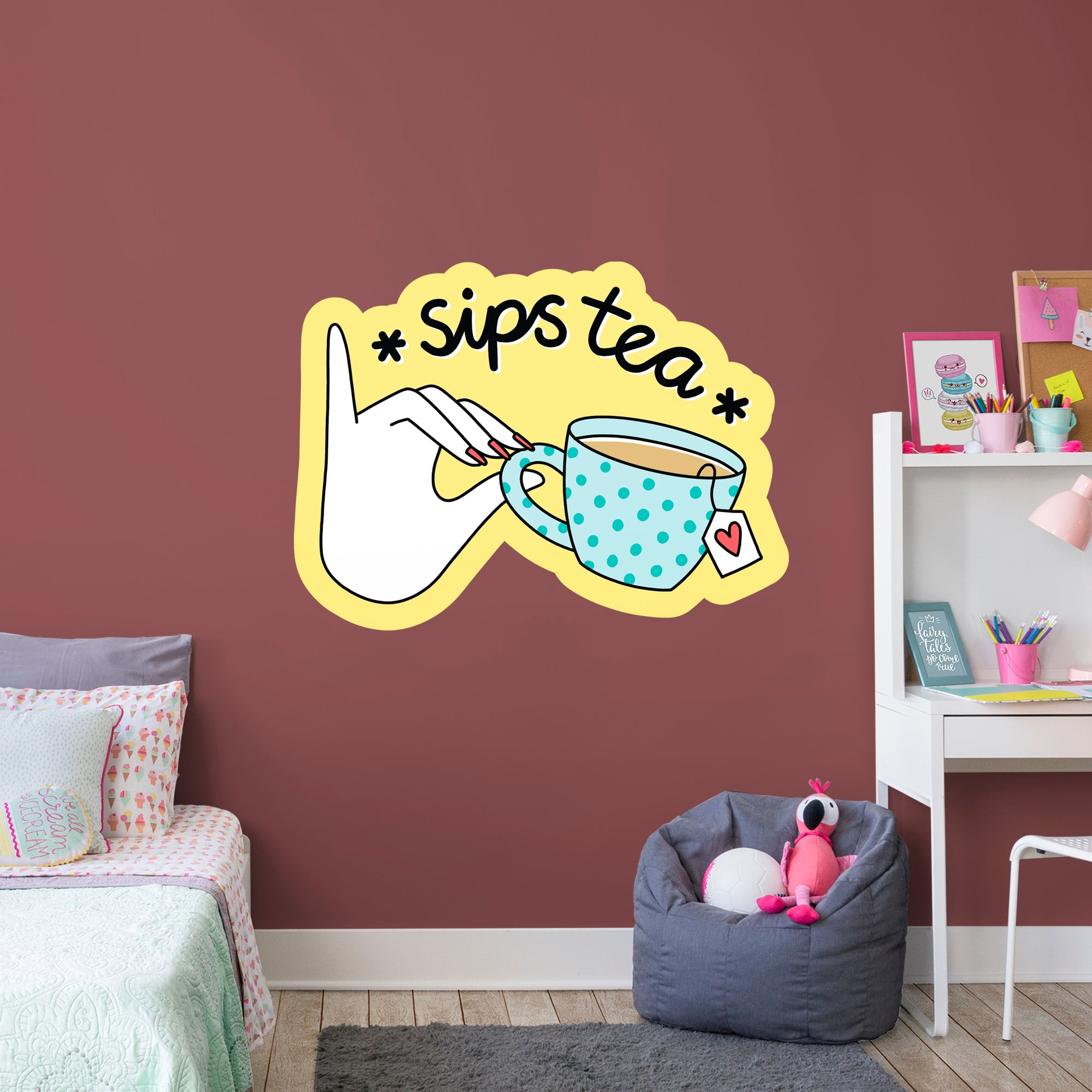 Sips Tea - Officially Licensed Big Moods Removable Wall Decal Giant Decal (37"W x 48"H) by Fathead | Vinyl