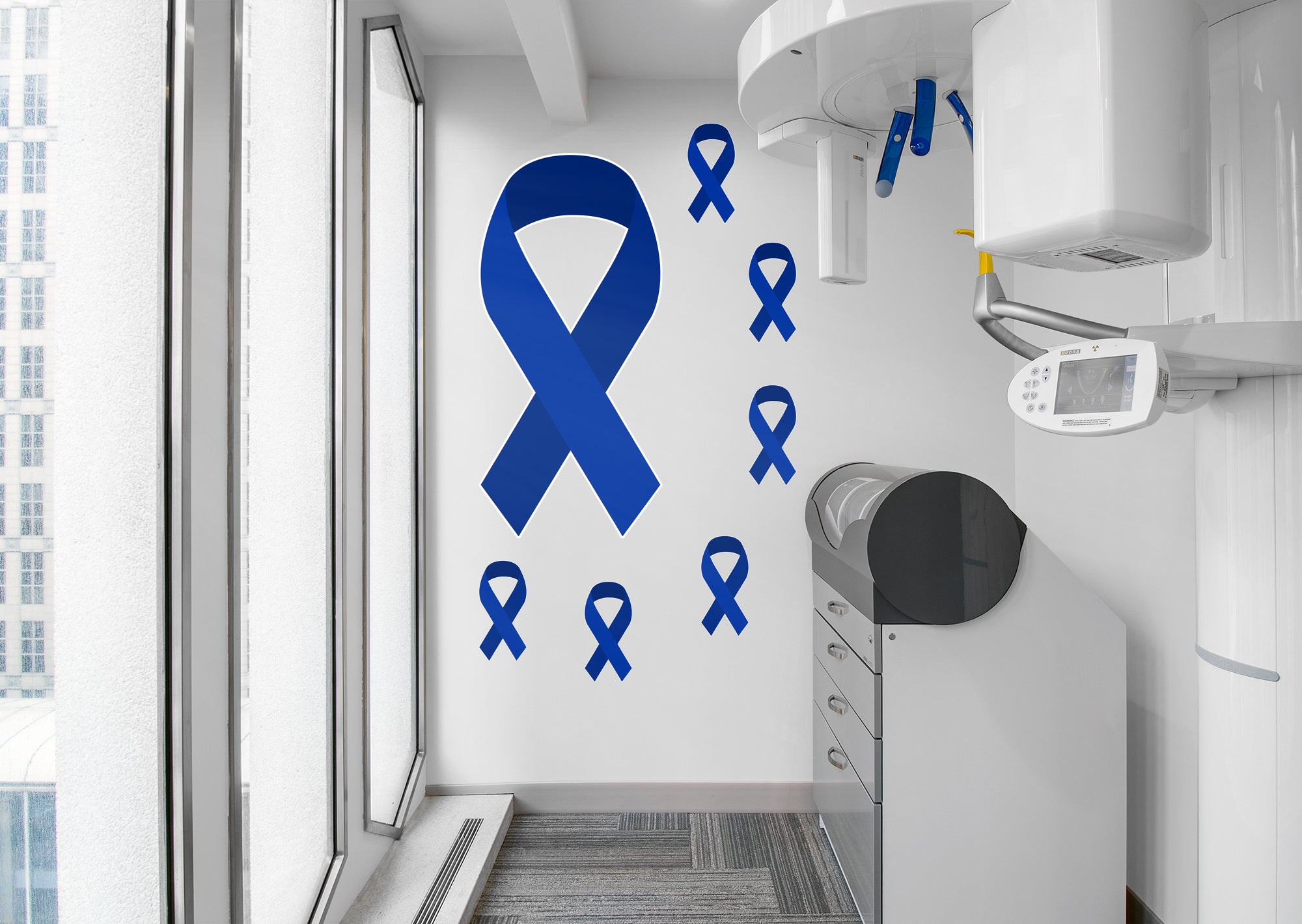 Colors of Cancer Ribbons: American Cancer Society Removable Wall Decal Giant Prostate Cancer Ribbon + 6 Decals (24"W x 51"H) by