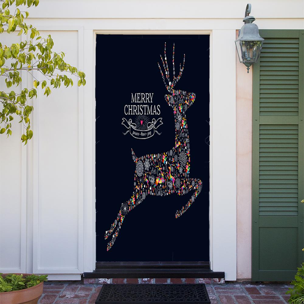 Reindeer Christmas Door Cover 30x80 by Fathead | Polyester