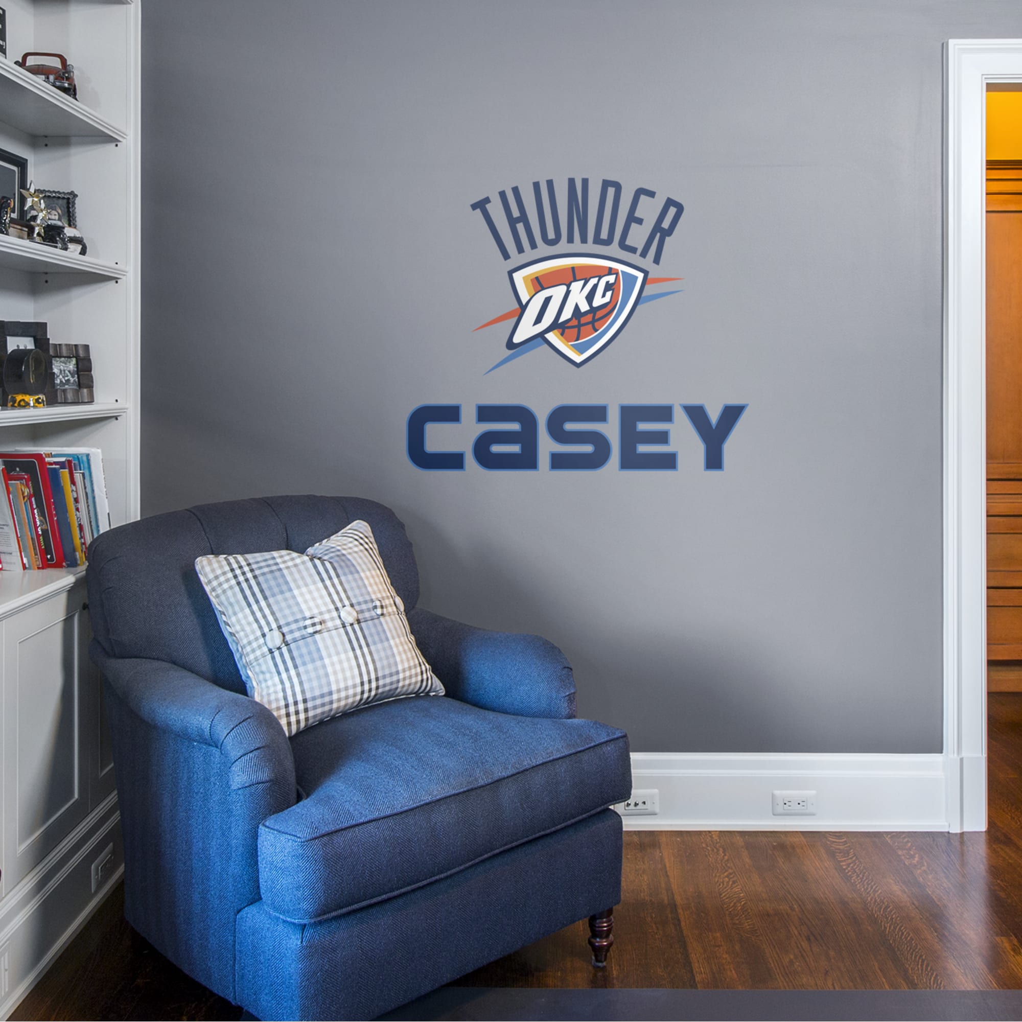 Oklahoma City for Oklahoma City Thunder: Thunder Stacked Personalized Name - Officially Licensed NBA Transfer Decal in Navy (52"