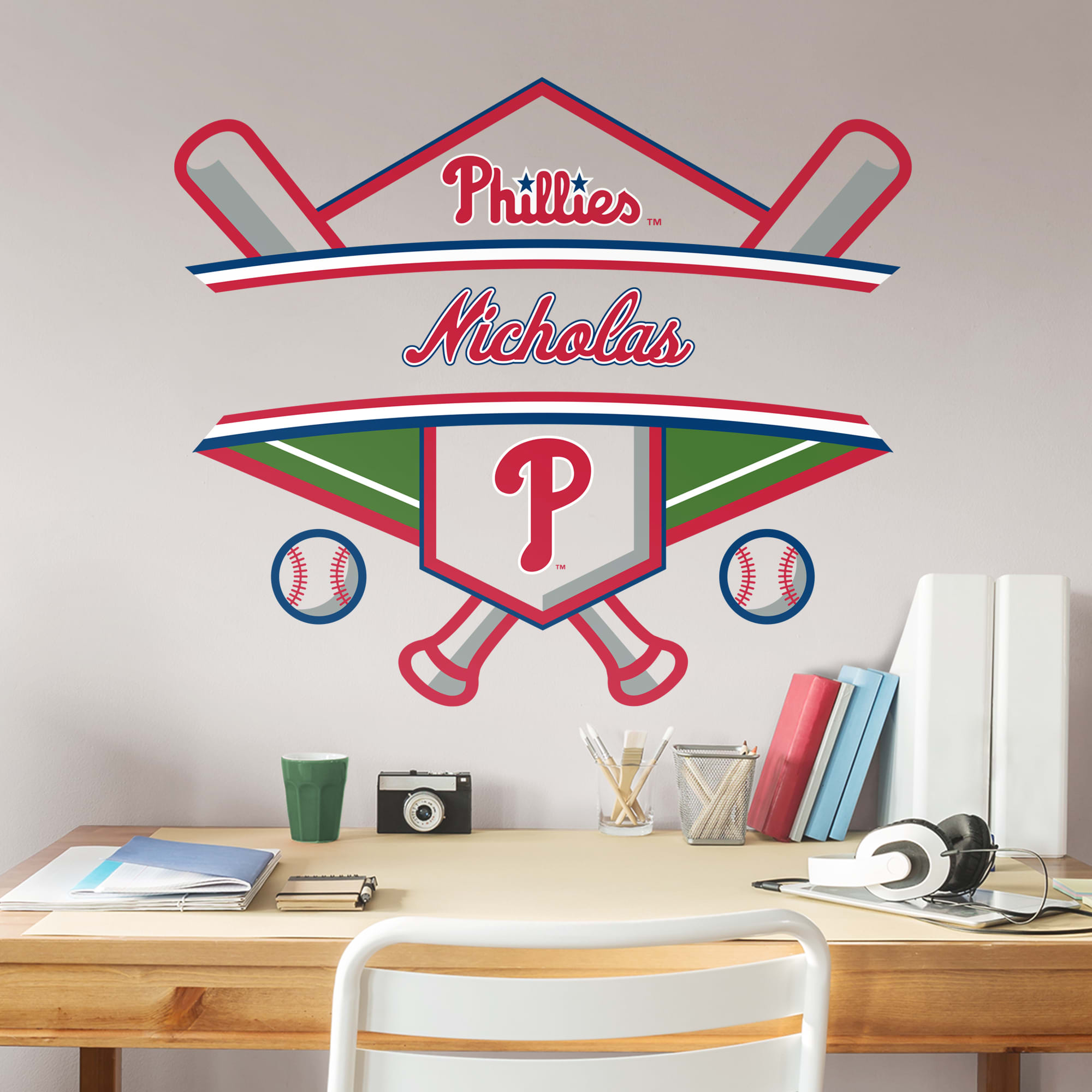Philadelphia Phillies: Personalized Name - Officially Licensed MLB Transfer Decal 45.0"W x 39.0"H by Fathead | Vinyl