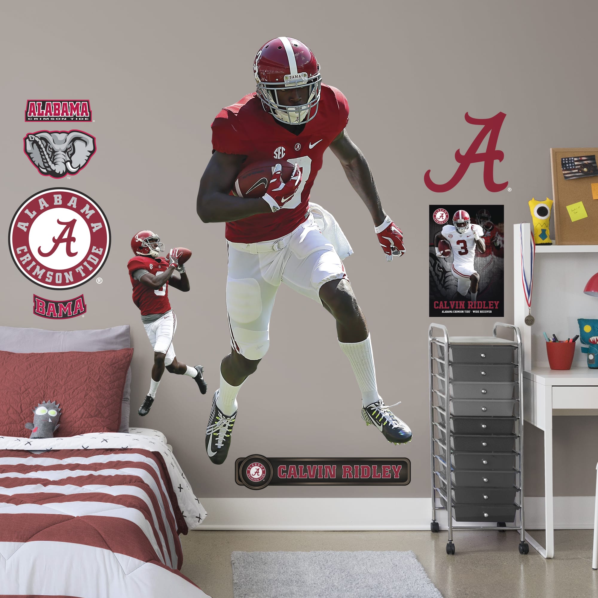 Calvin Ridley for Alabama Crimson Tide: Alabama - Officially Licensed Removable Wall Decal Life-Size Athlete + 10 Decals (39"W x