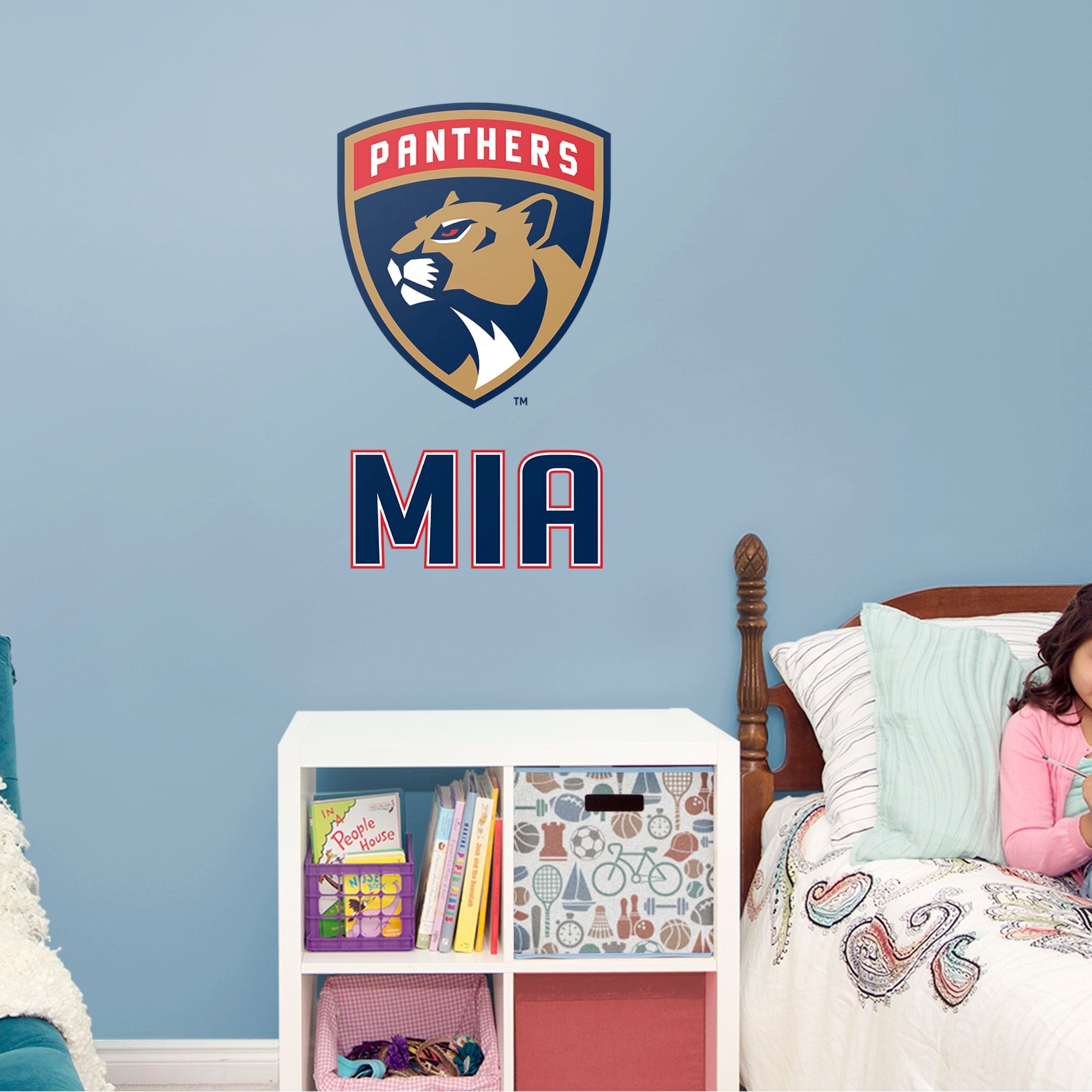 Florida Panthers: Stacked Personalized Name - Officially Licensed NHL Transfer Decal in Navy (39.5"W x 52"H) by Fathead | Vinyl