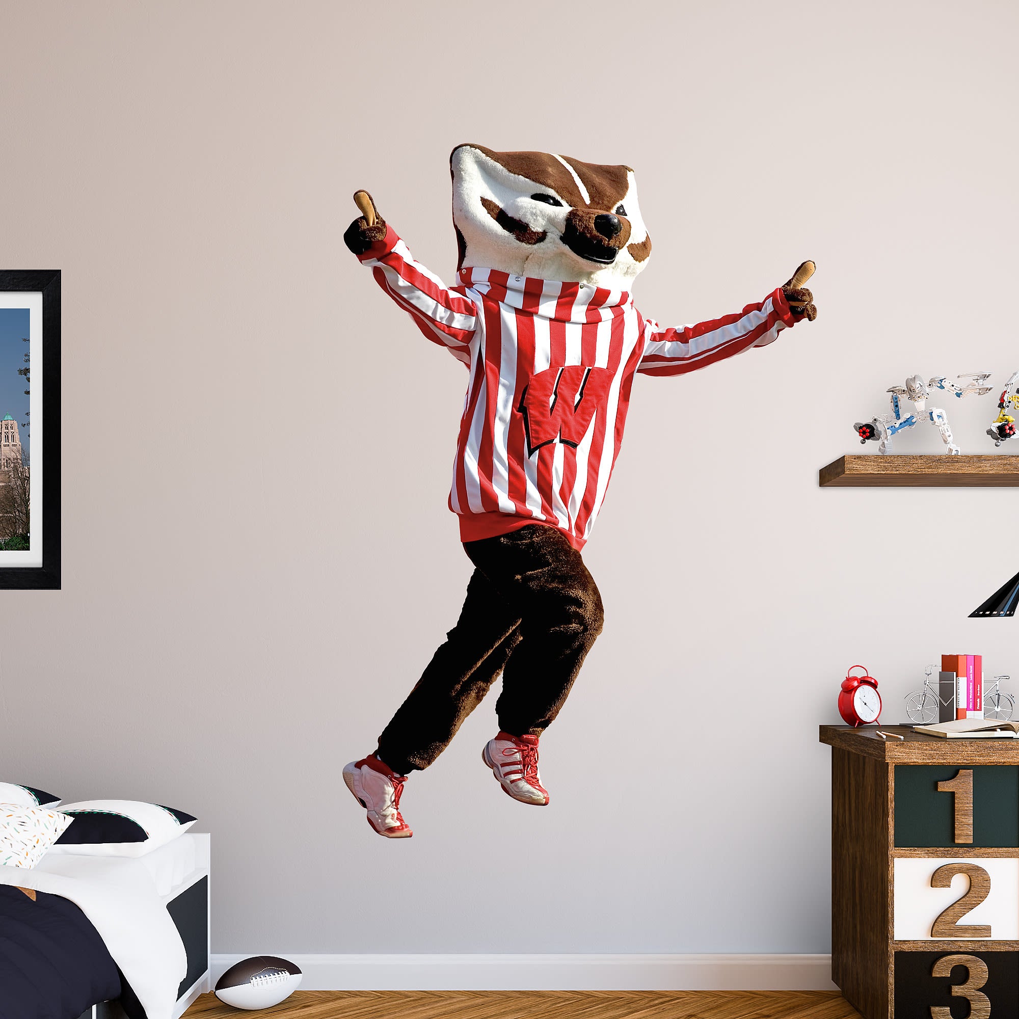 Wisconsin Badgers: Bucky Badger Mascot - Officially Licensed Removable Wall Decal 48.0"W x 71.0"H by Fathead | Vinyl