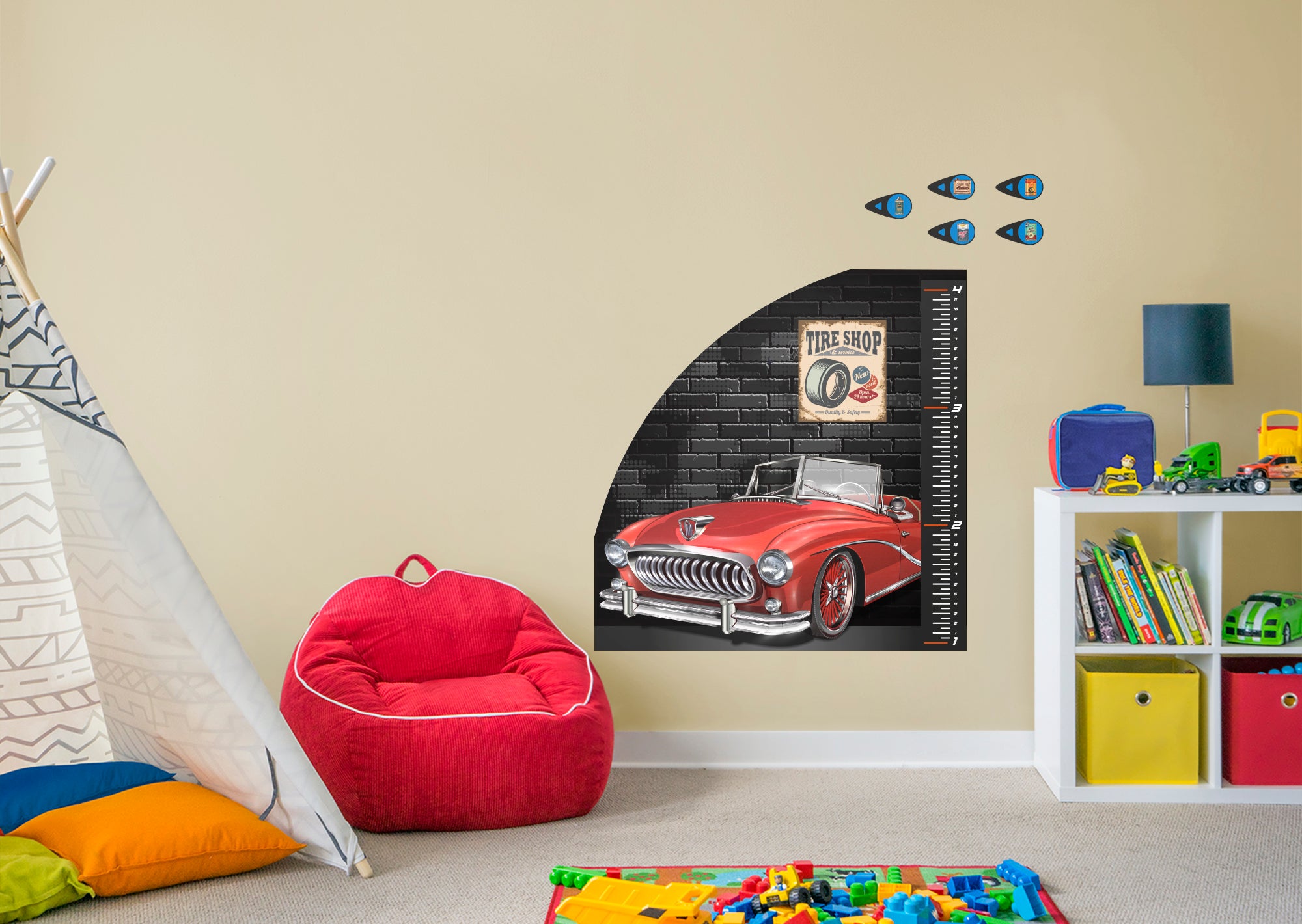 Automobile Growth Charts Vintage Car - Removable Wall Decal Growth Chart (38"W x 39"H) by Fathead | Vinyl