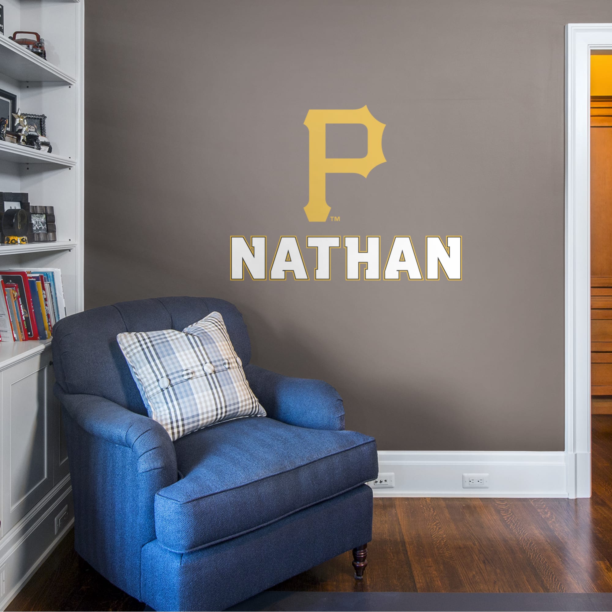 Pittsburgh Pirates: Stacked Personalized Name - Officially Licensed MLB Transfer Decal in White (52"W x 39.5"H) by Fathead | Vin