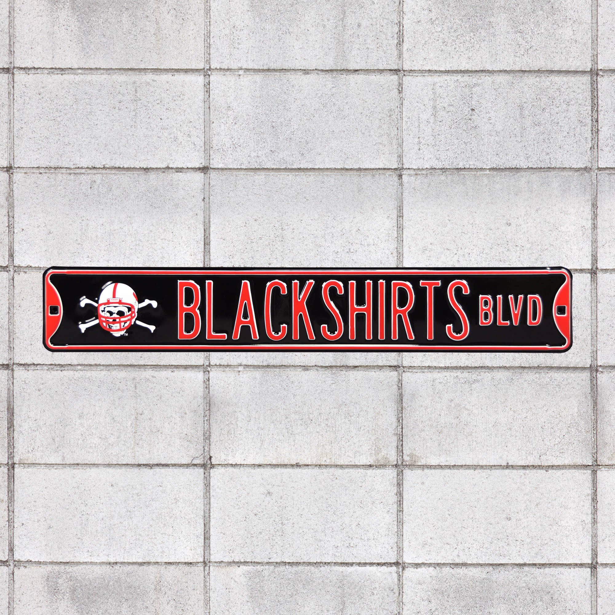 Nebraska Cornhuskers: Blackshirts Blvd - Officially Licensed Metal Street Sign 36.0"W x 6.0"H by Fathead | 100% Steel
